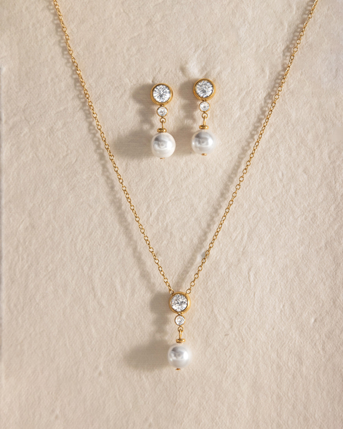 Pearl Zircon Drop Earrings
