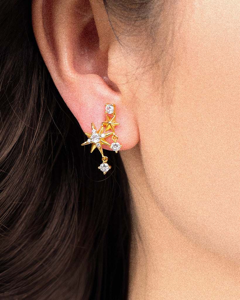 Starburst Ear Climber Drop Earrings