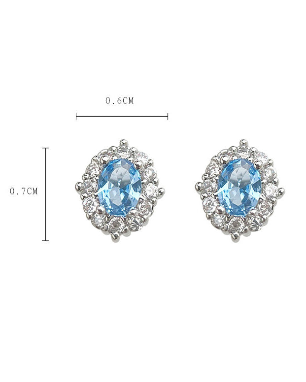 Aquamarine Blue Stud Earrings