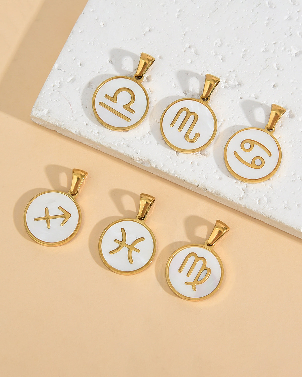 Libra Zodiac Mother of Pearl Charm