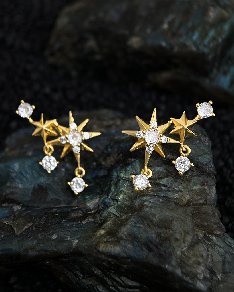 Starburst Ear Climber Drop Earrings
