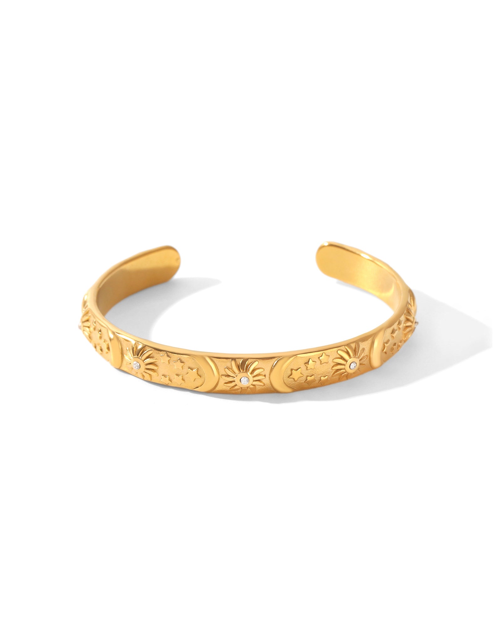 Vintage Sun & Moon Gold Open Bangle