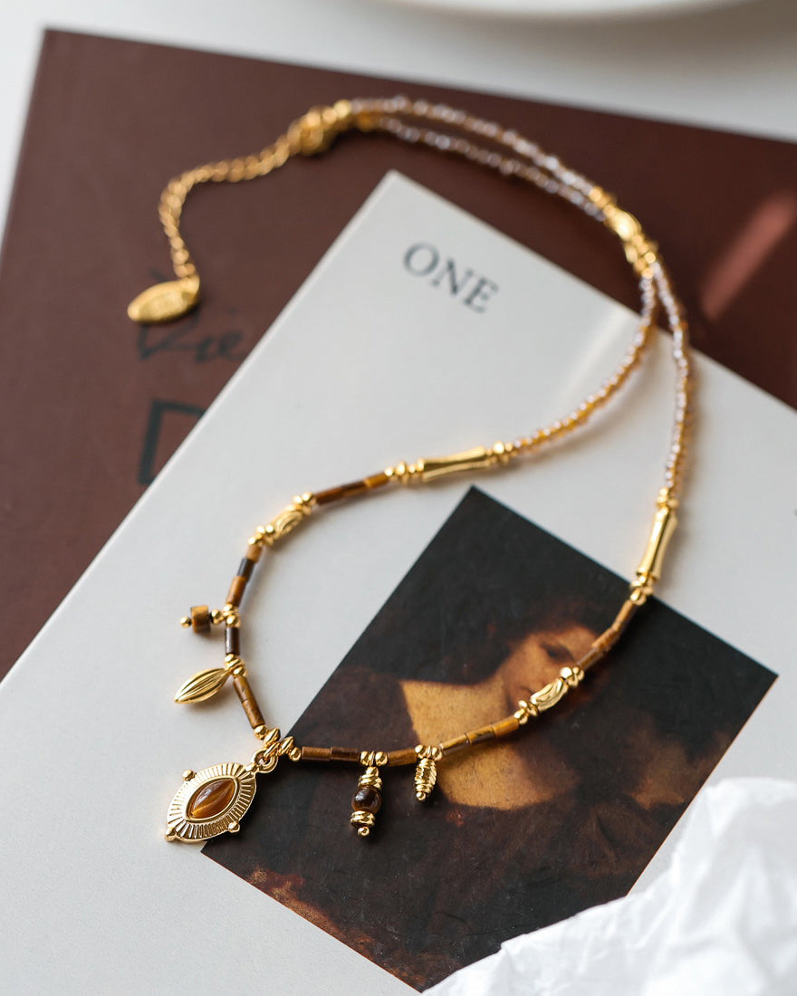 Agate and Tiger Eye Beaded Necklace