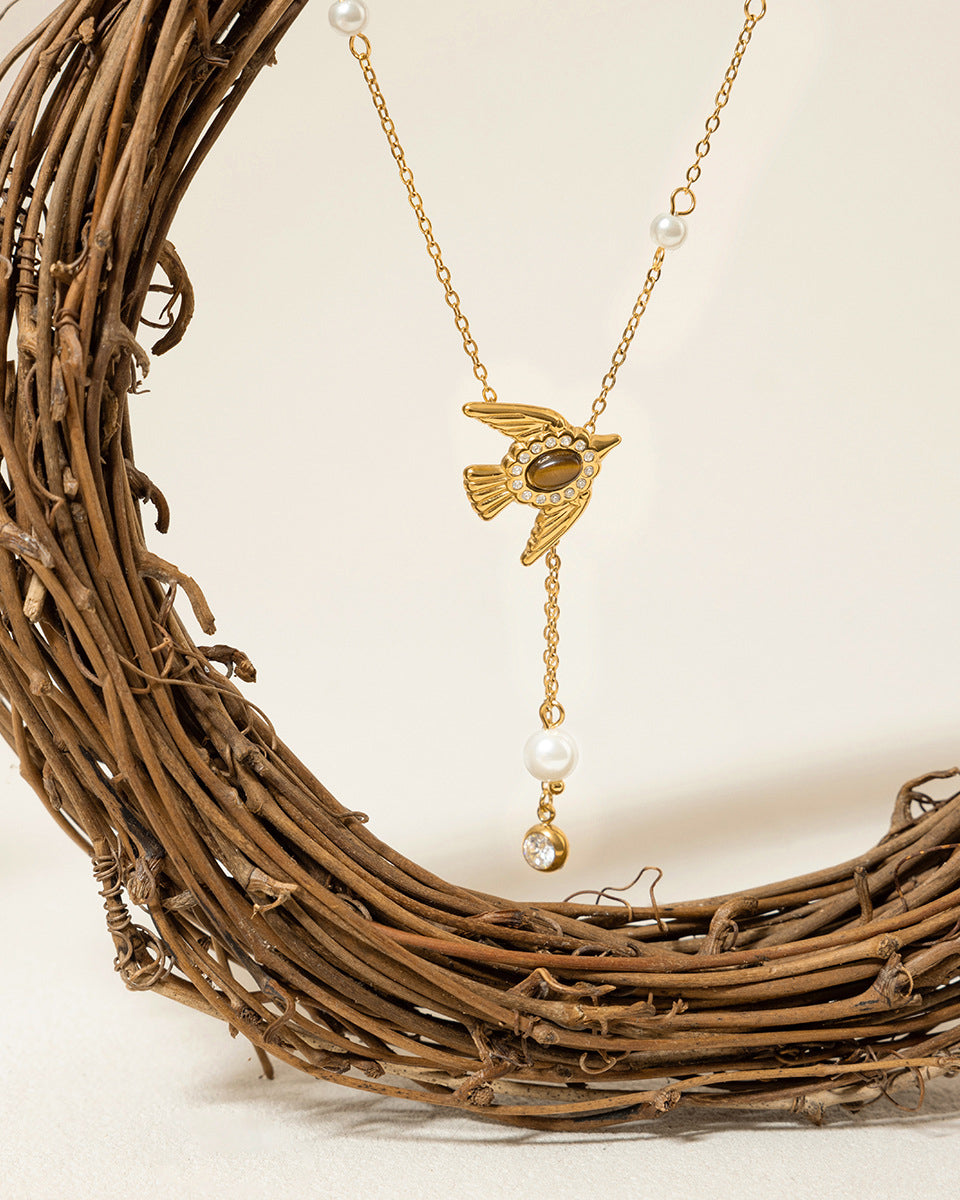 Pearl & Dove Tiger's Eye Y-Necklace