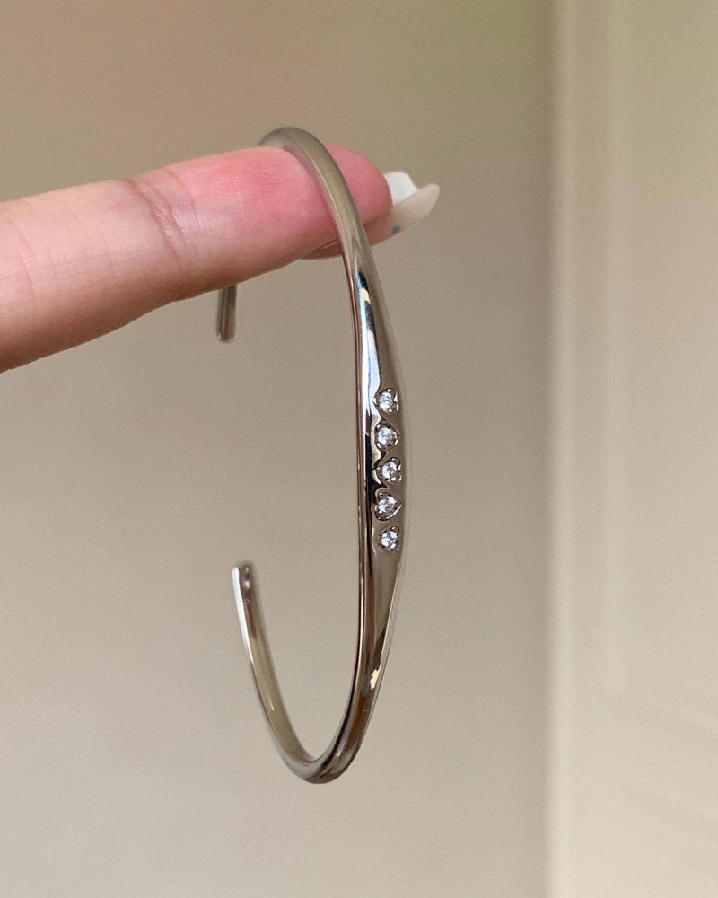 Heart Cuff Bangle in Silver