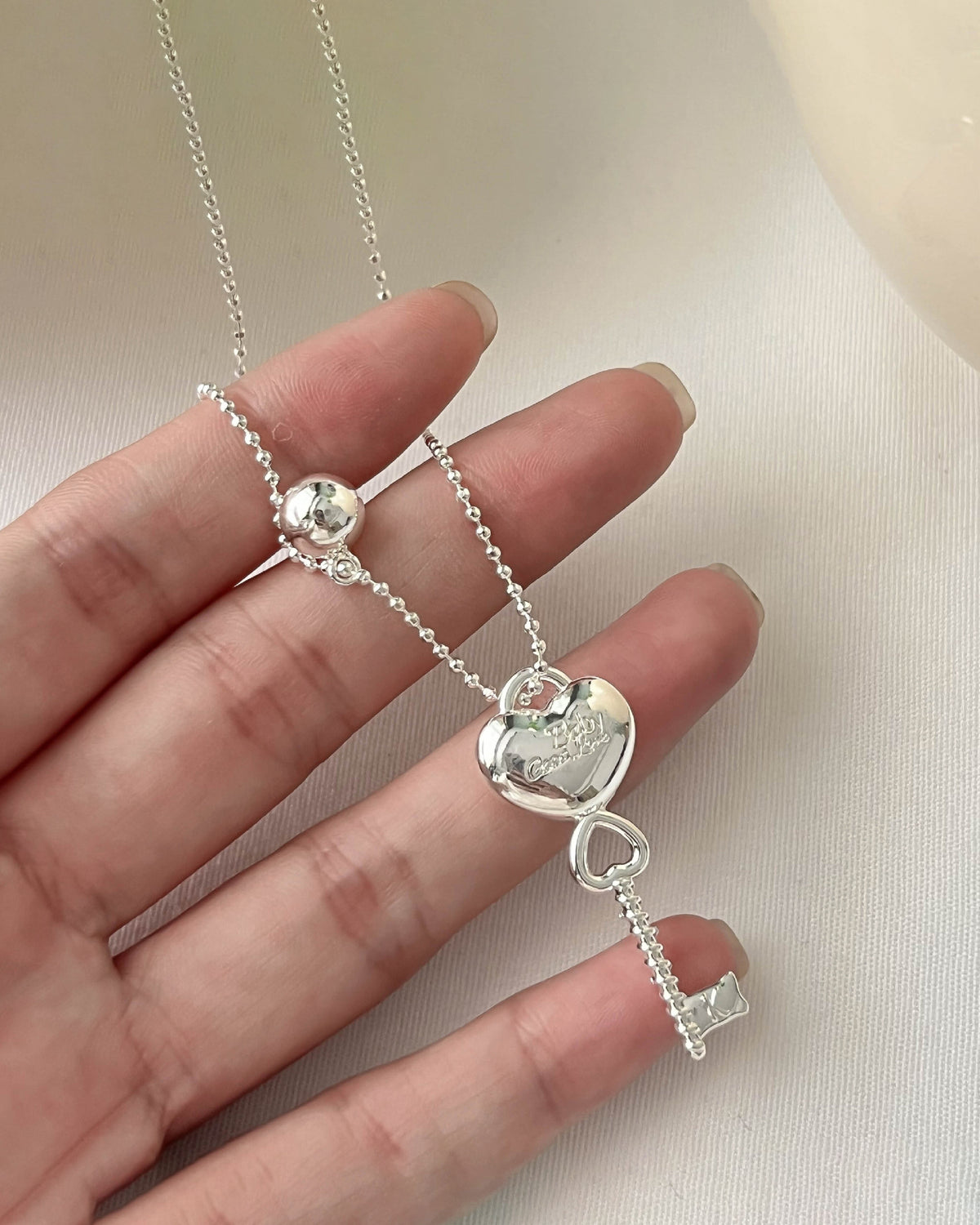 Key and Heart Long Sweater Necklace