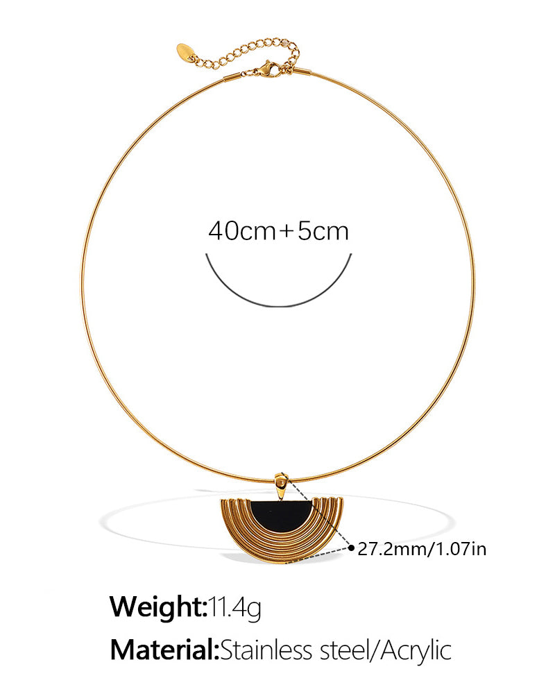 Sculptural Black Agate & Gold Choker Necklace