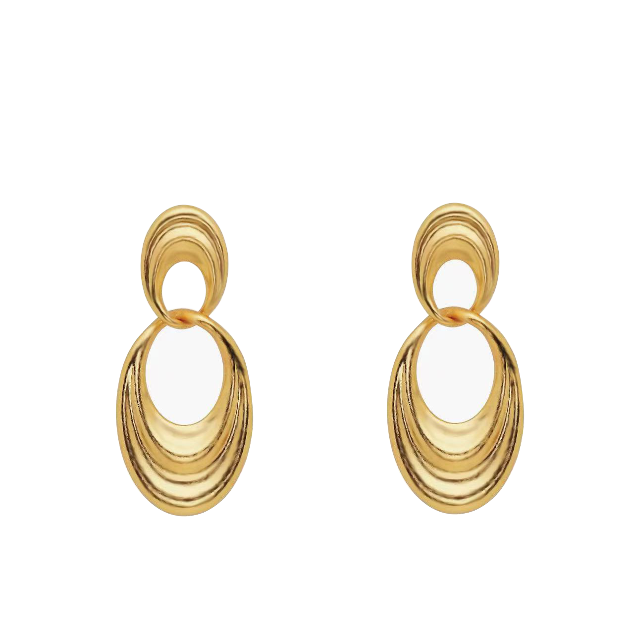 New Double Ring Stitching Earrings French Retro Earrings