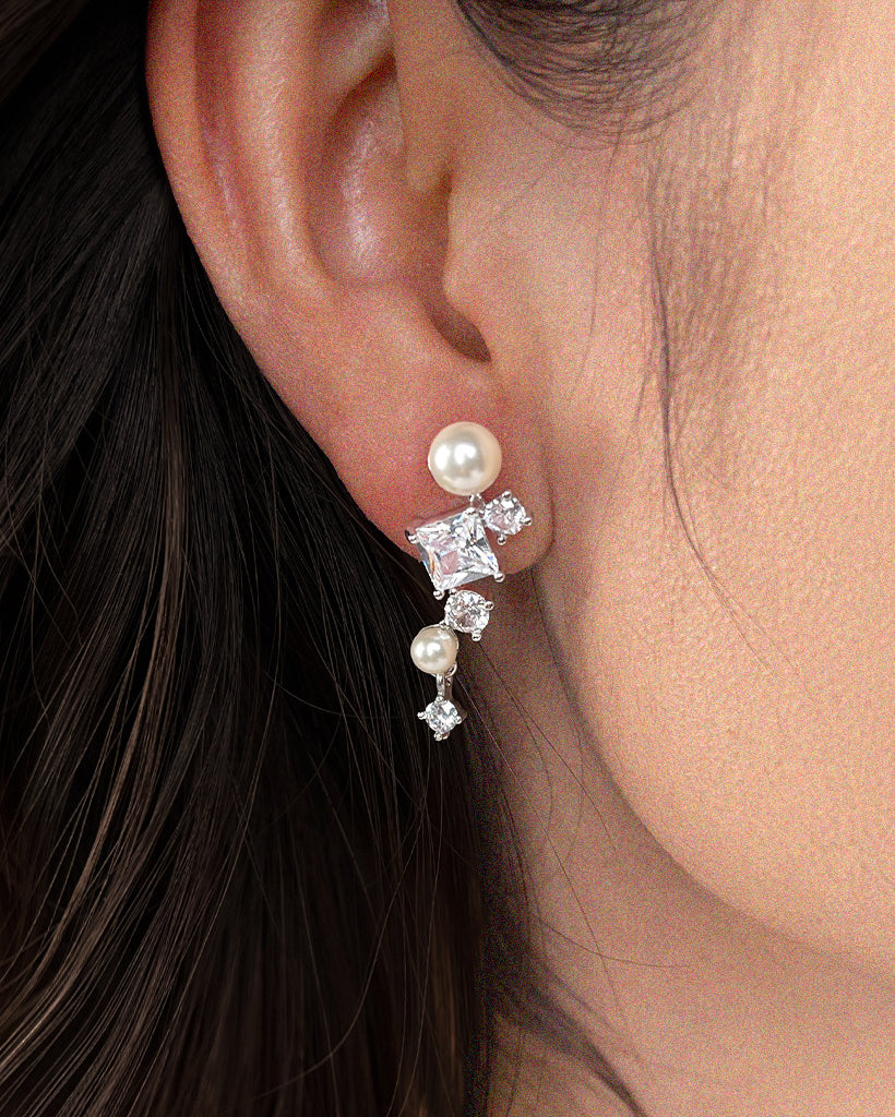 Pearl Vine Stud Earrings
