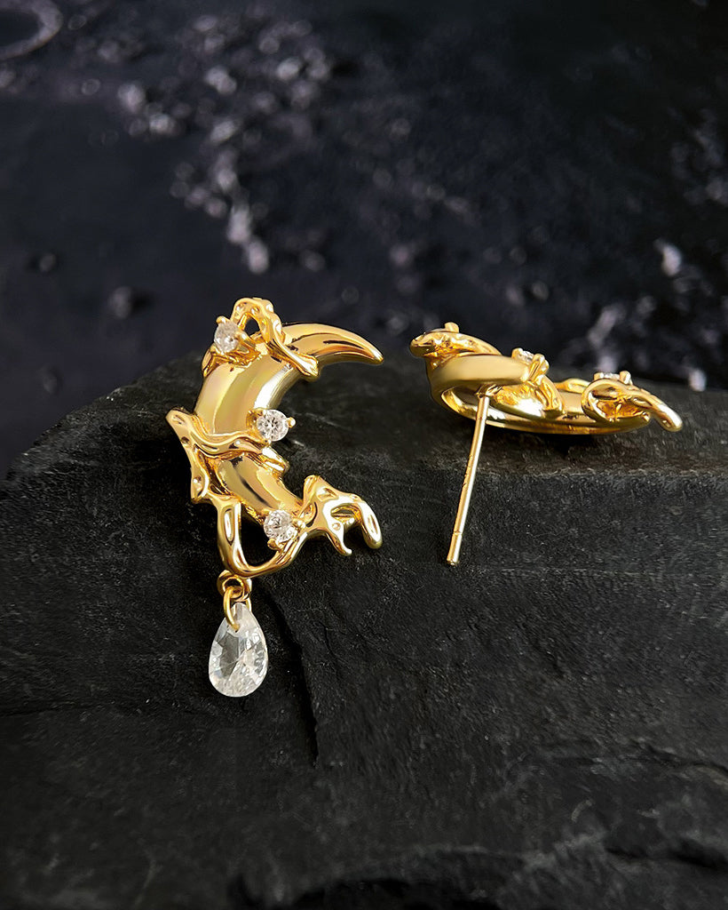 Moon Sparkle Stud Earrings