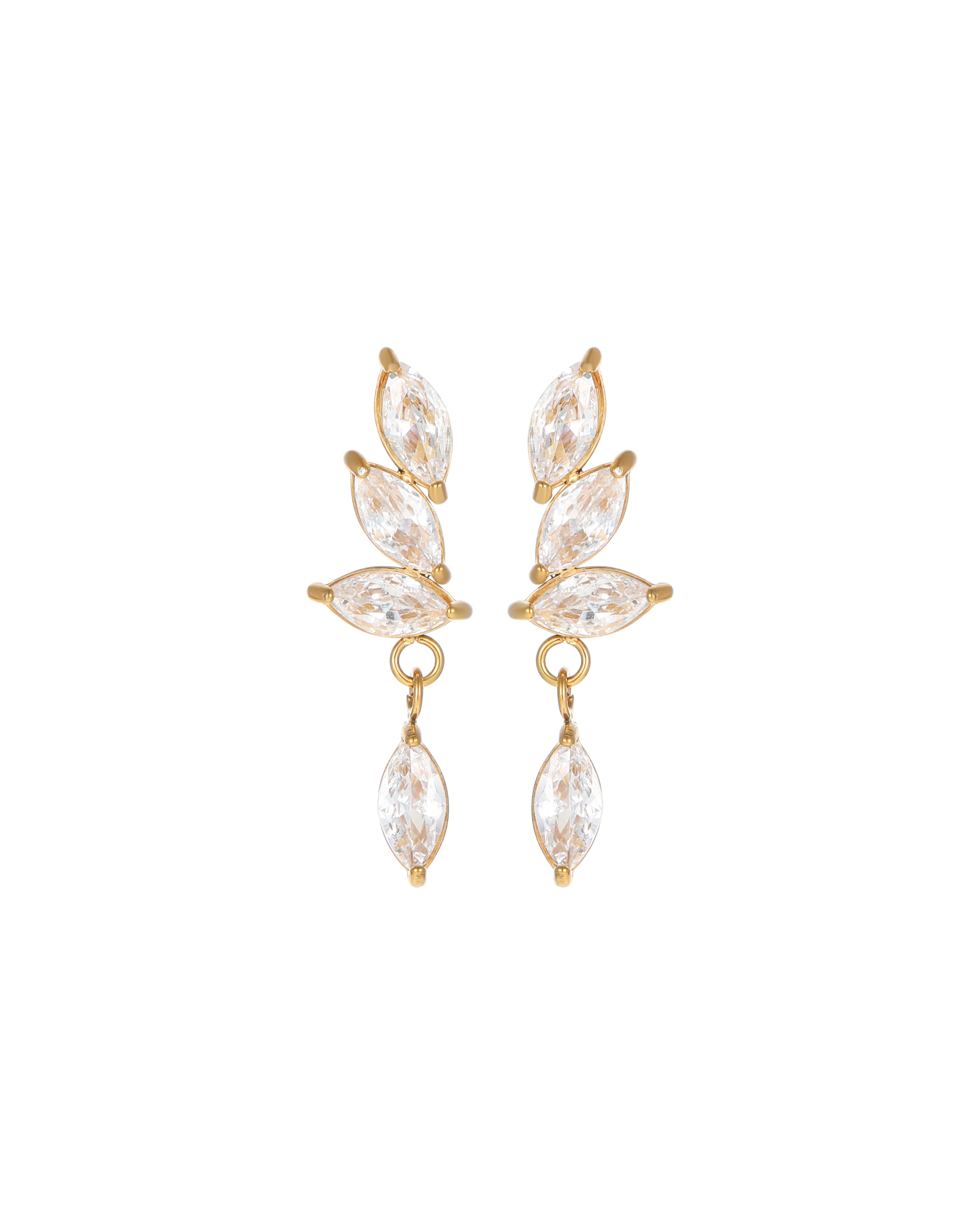 Leaf Vine Drop Stud Earrings