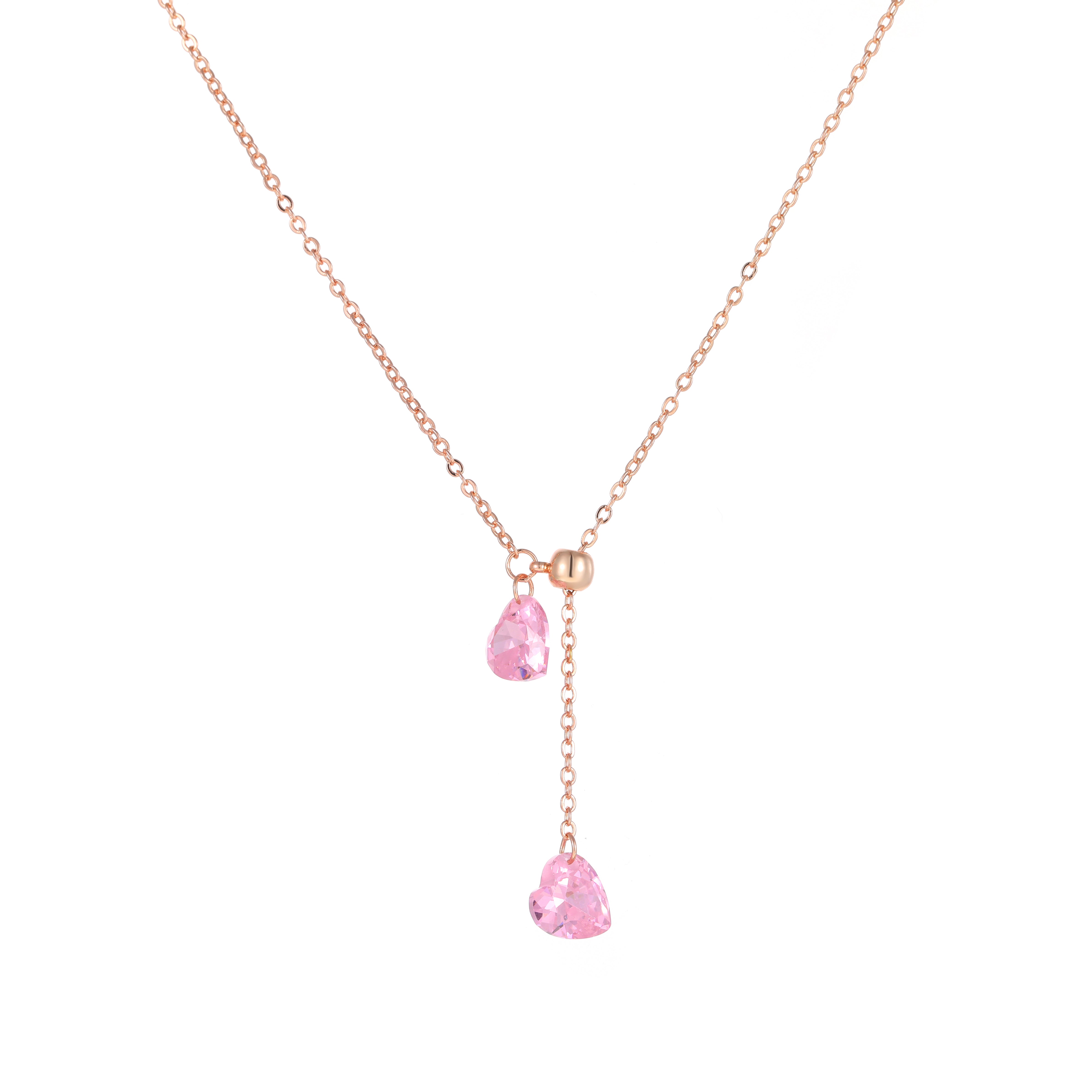 Pink Heart Y-Necklace