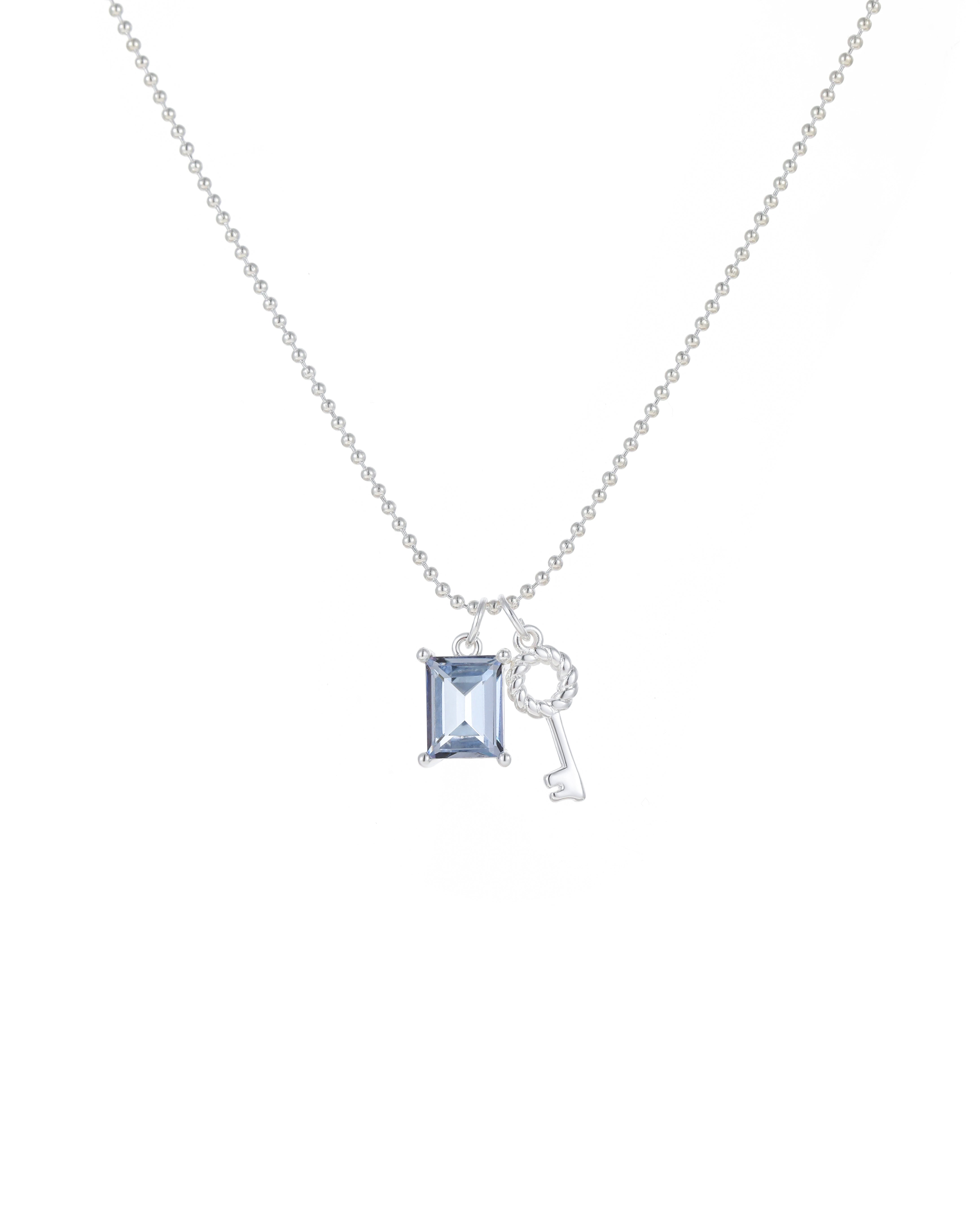 Ice Blue Key Pendant Necklace