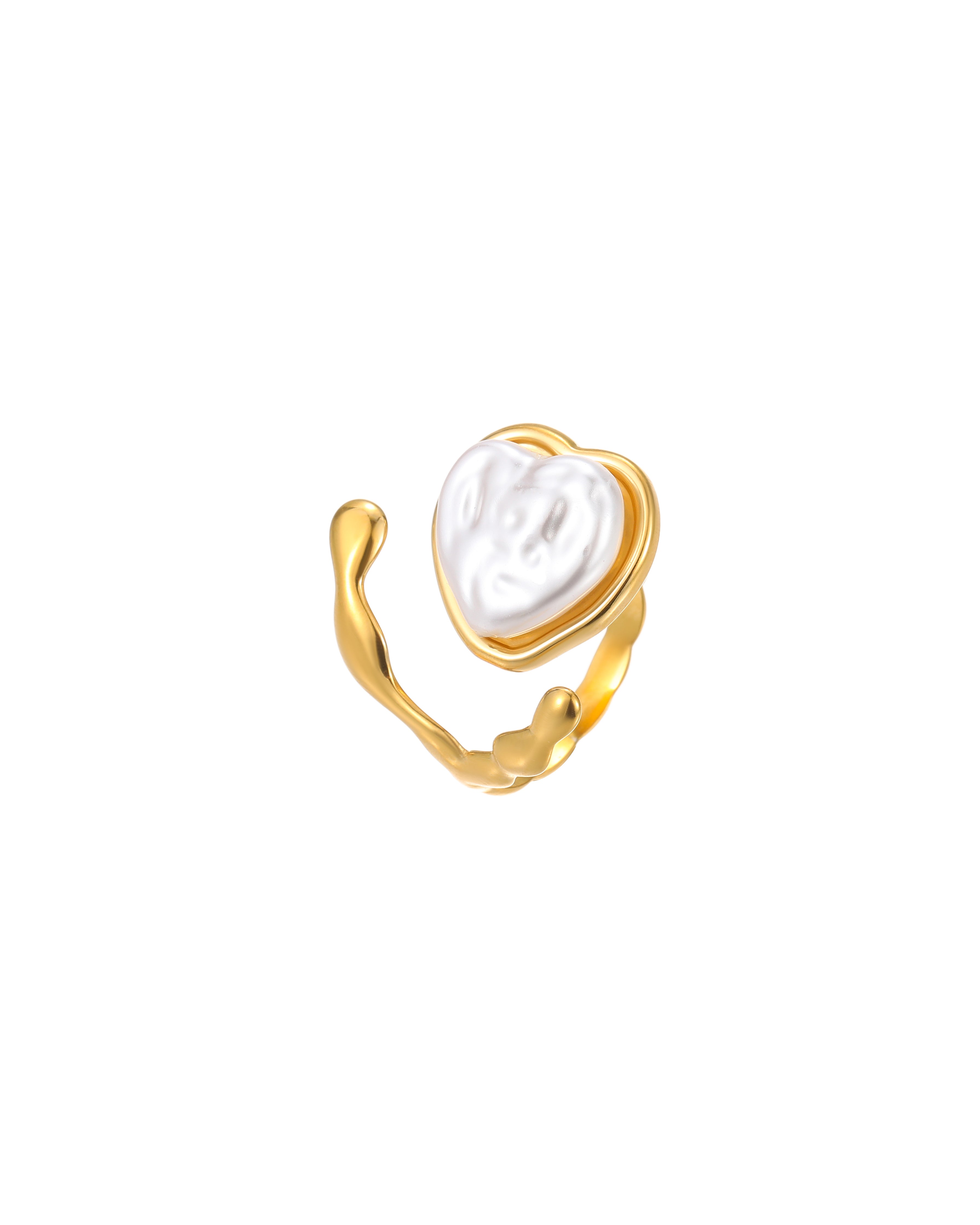 Heart Pearl Adjustable Ring