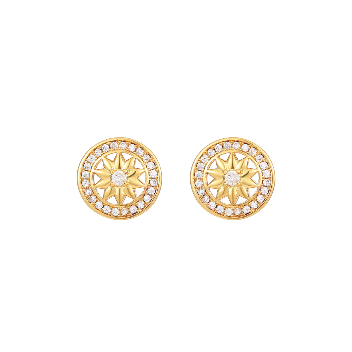Vintage Eight-Pointed Star Relief Stud Earrings