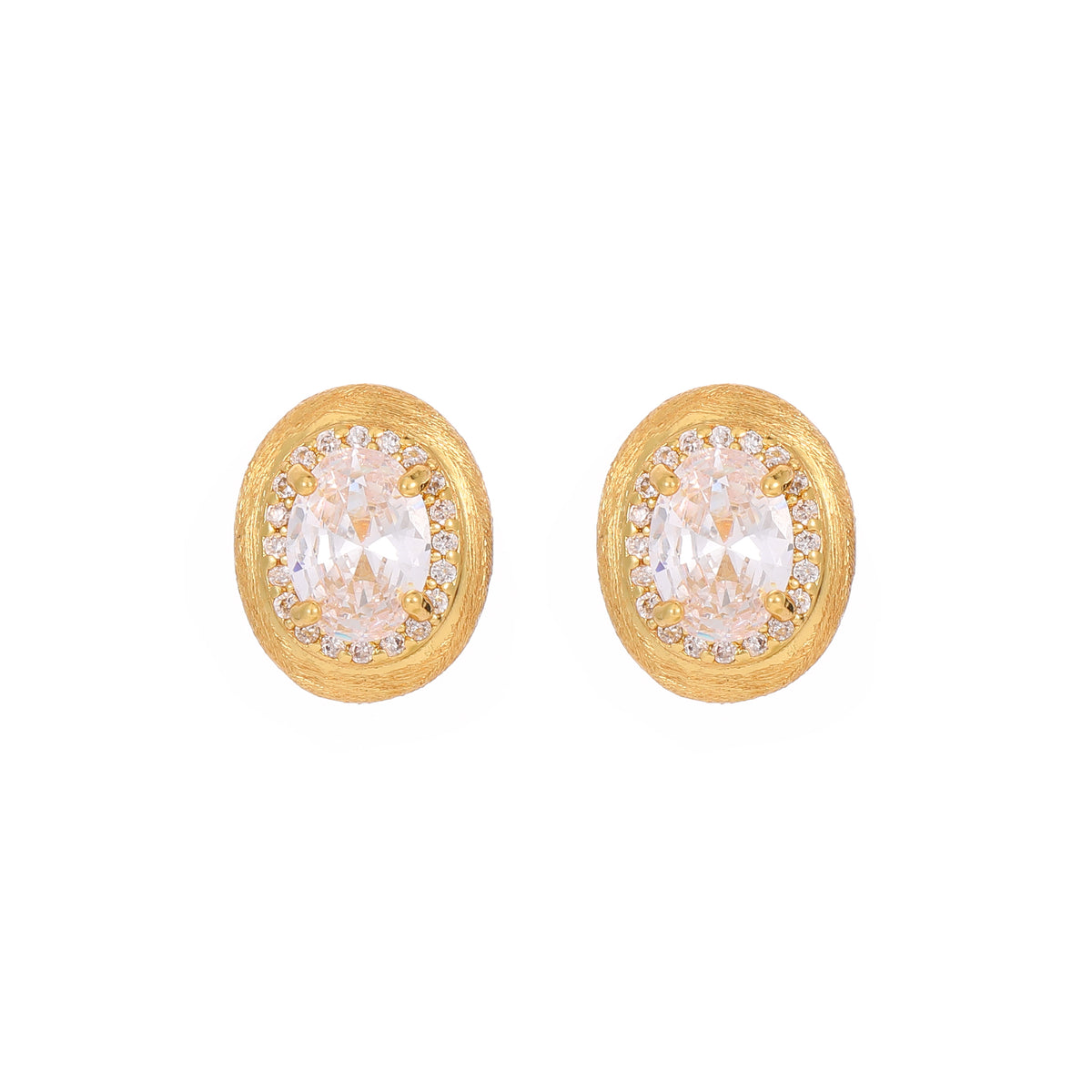 Vintage Brushed Gold Zircon Drop Earrings