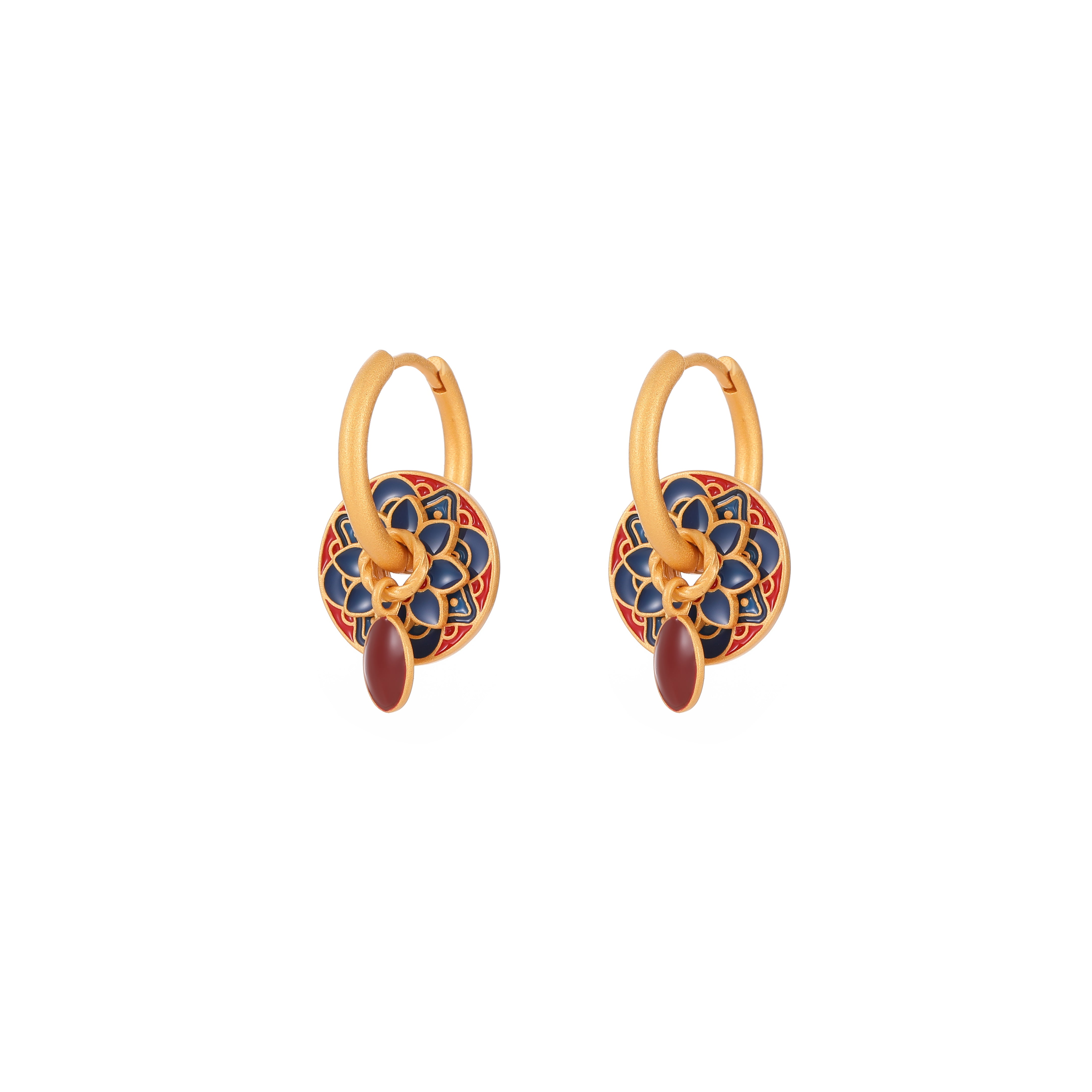 Vintage Chinese Style Enamel Drop Earrings Luxury Ethnic Design