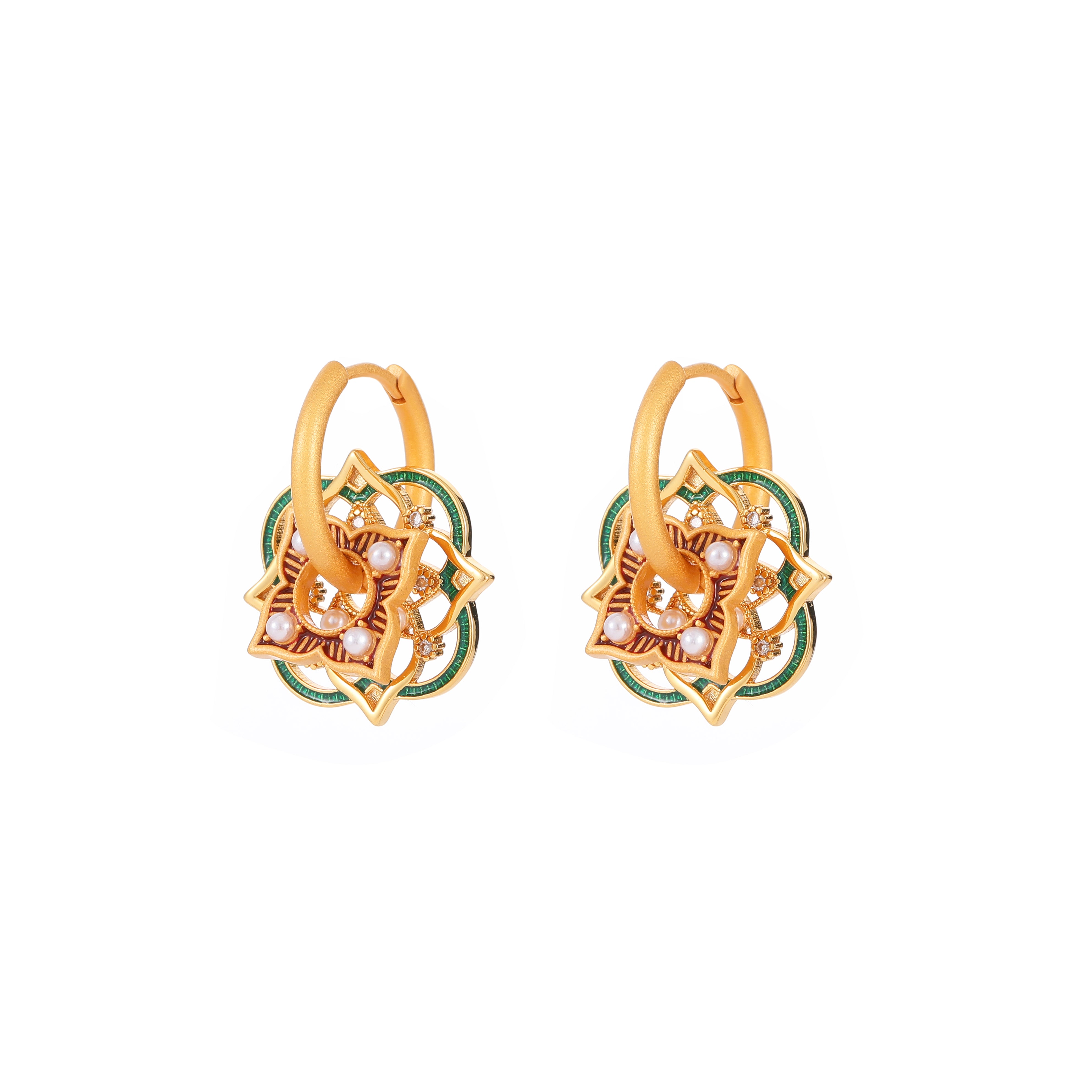 YUHE Vintage Chanel Style Enamel Flower Earrings