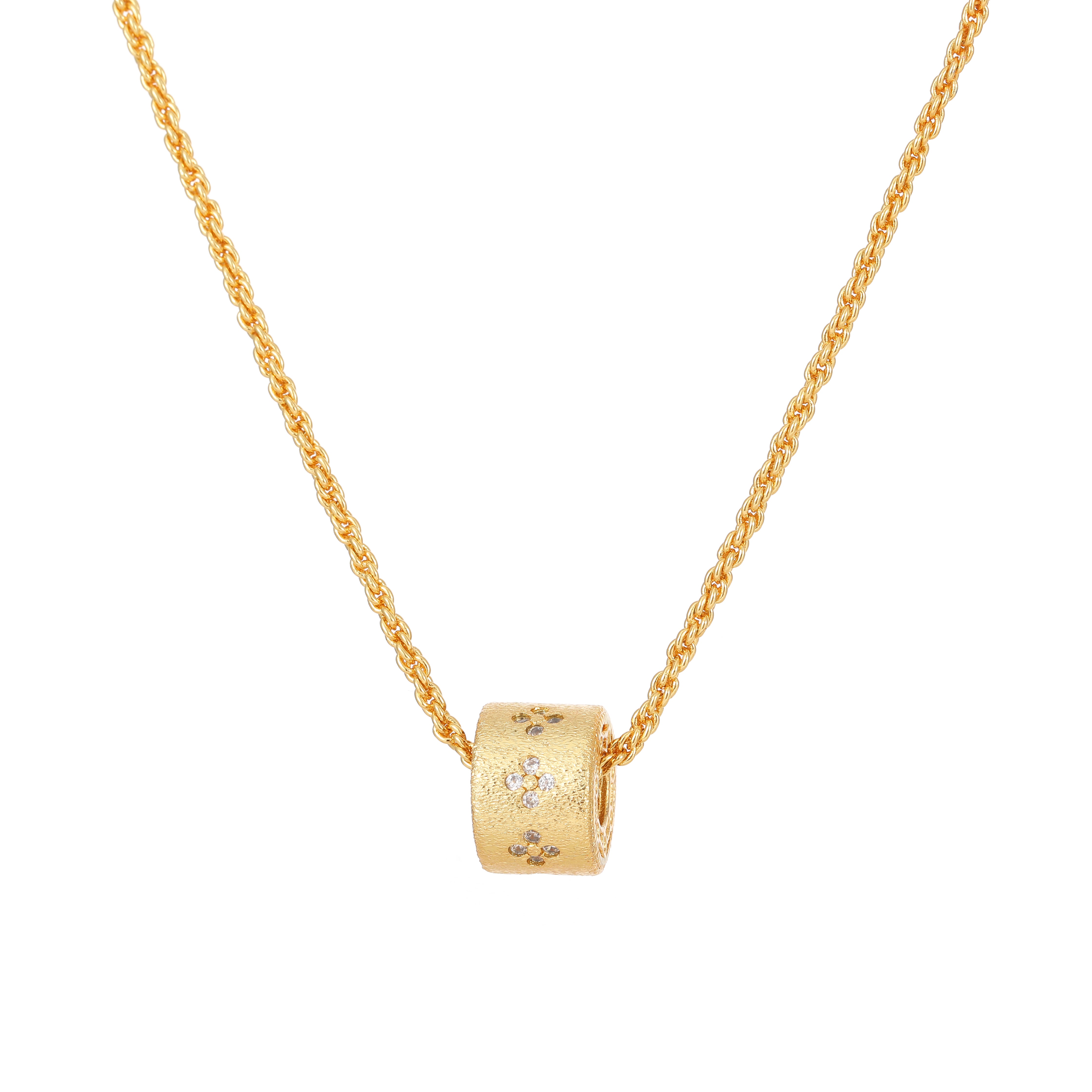 YUHE Gold Clover Lucky Bead Zircon Necklace