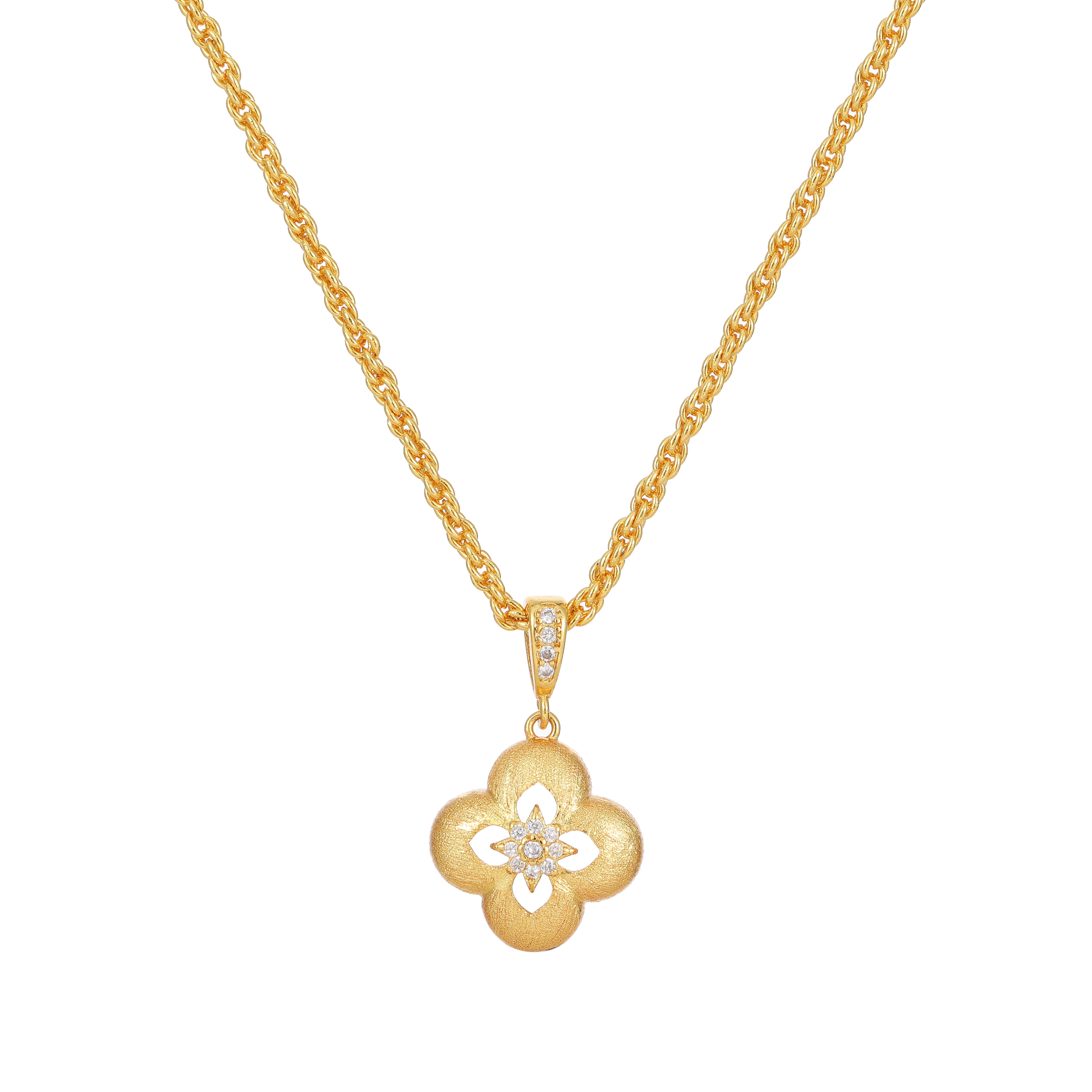 YUHE Vintage Brushed Clover Necklace Retro Elegance