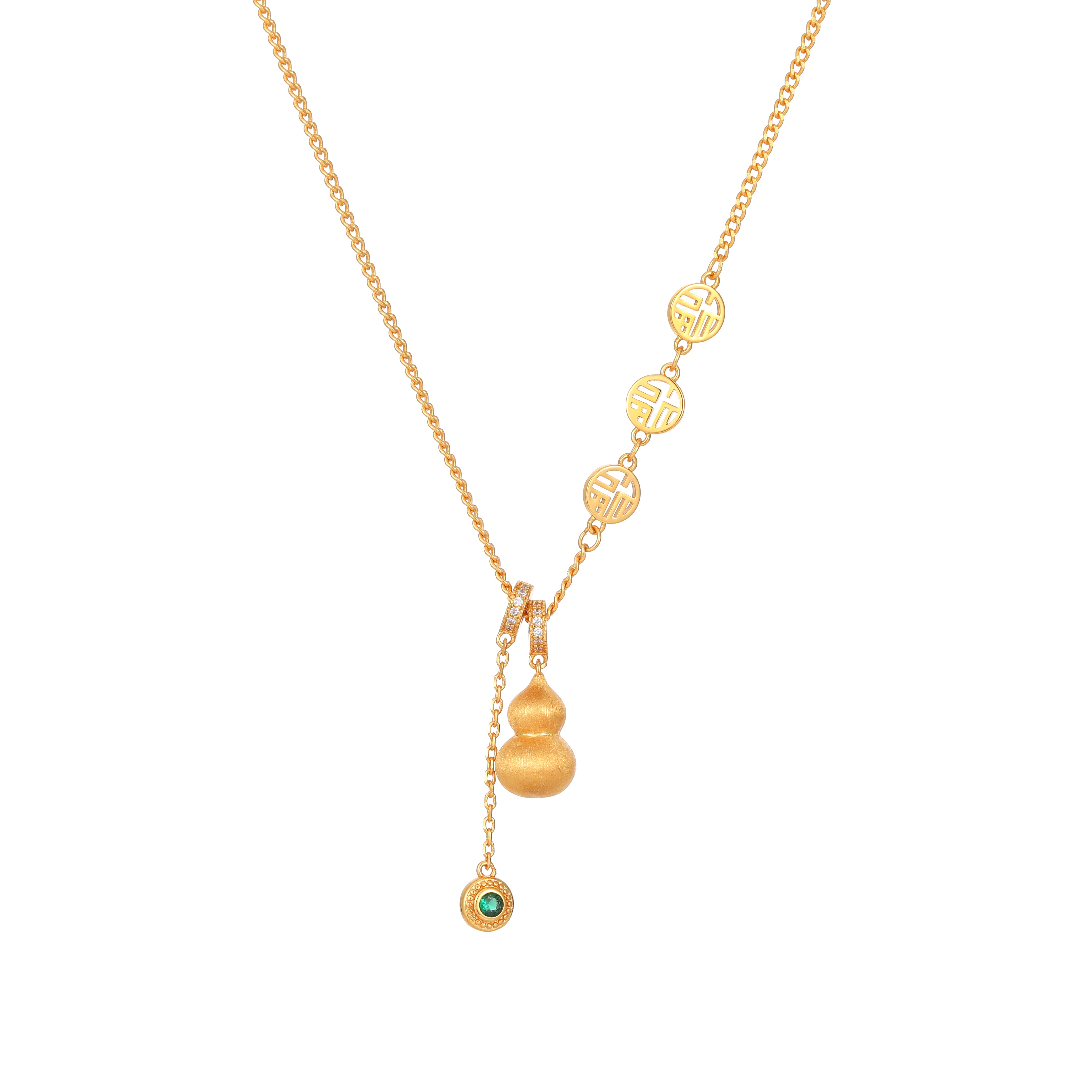 YUHE Lucky Gold Gourd Necklace