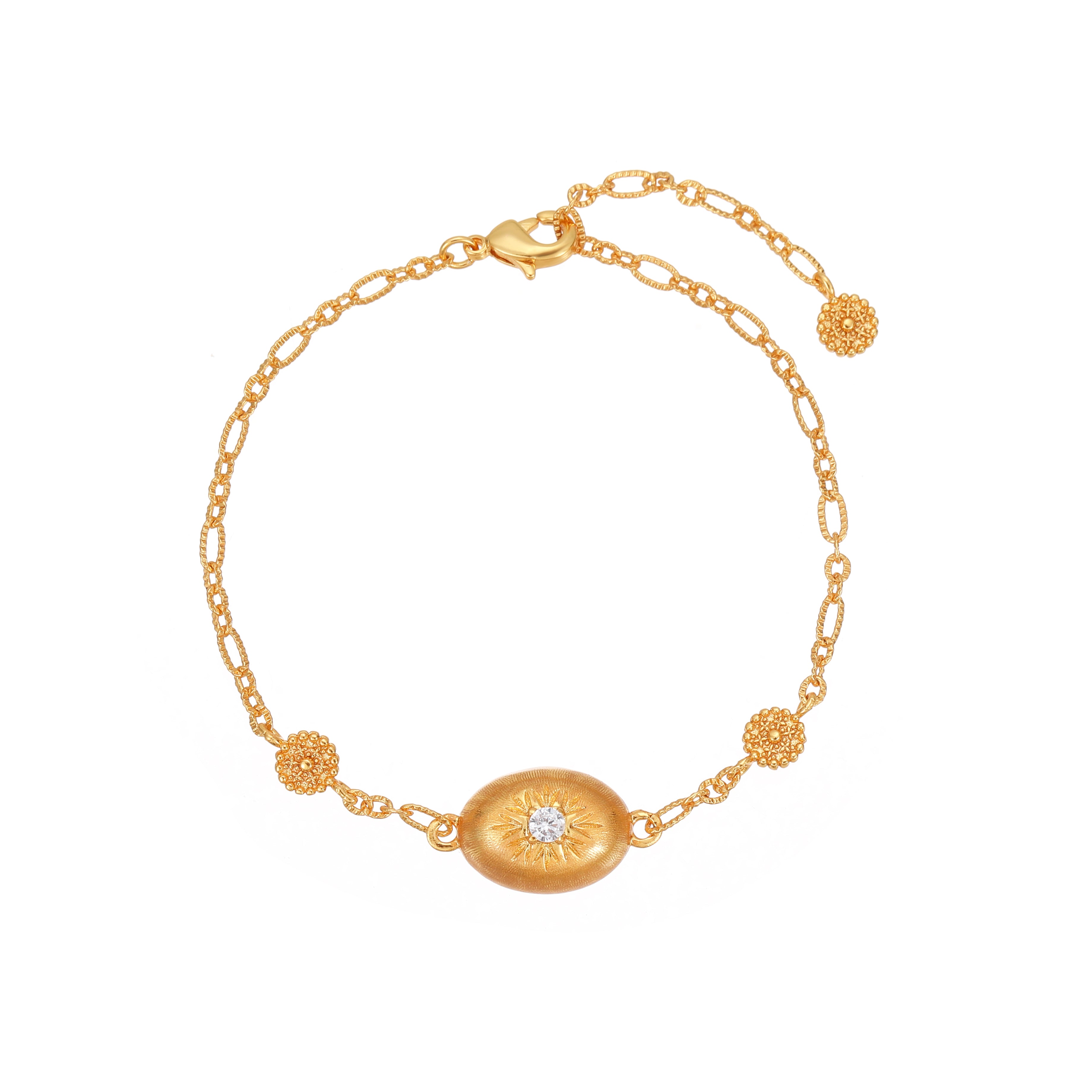YUHE Vintage Brushed Gold Sunflower Bracelet Starburst Design