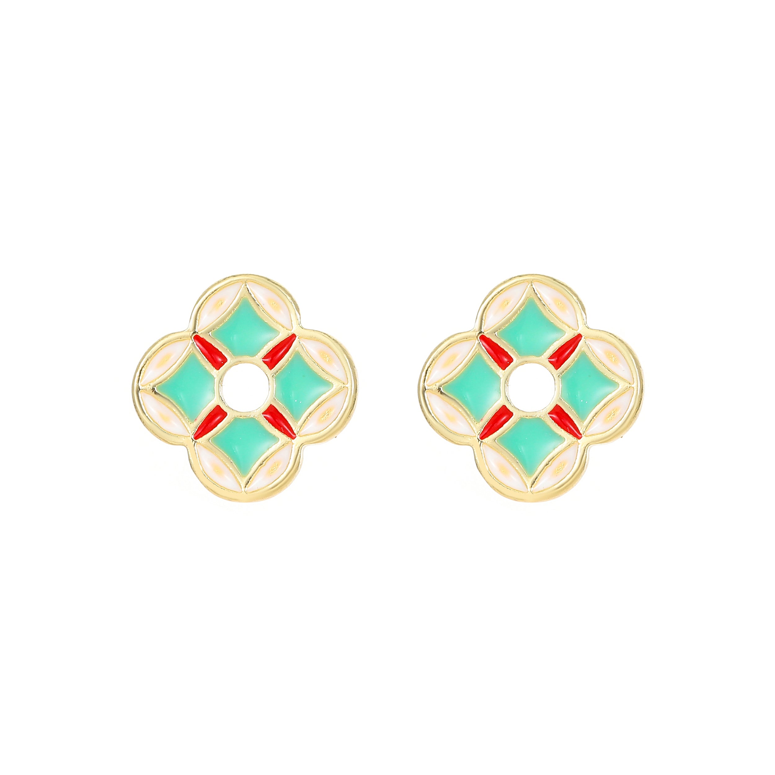YUHE Chinese Enamel Colorblock Stud Earrings