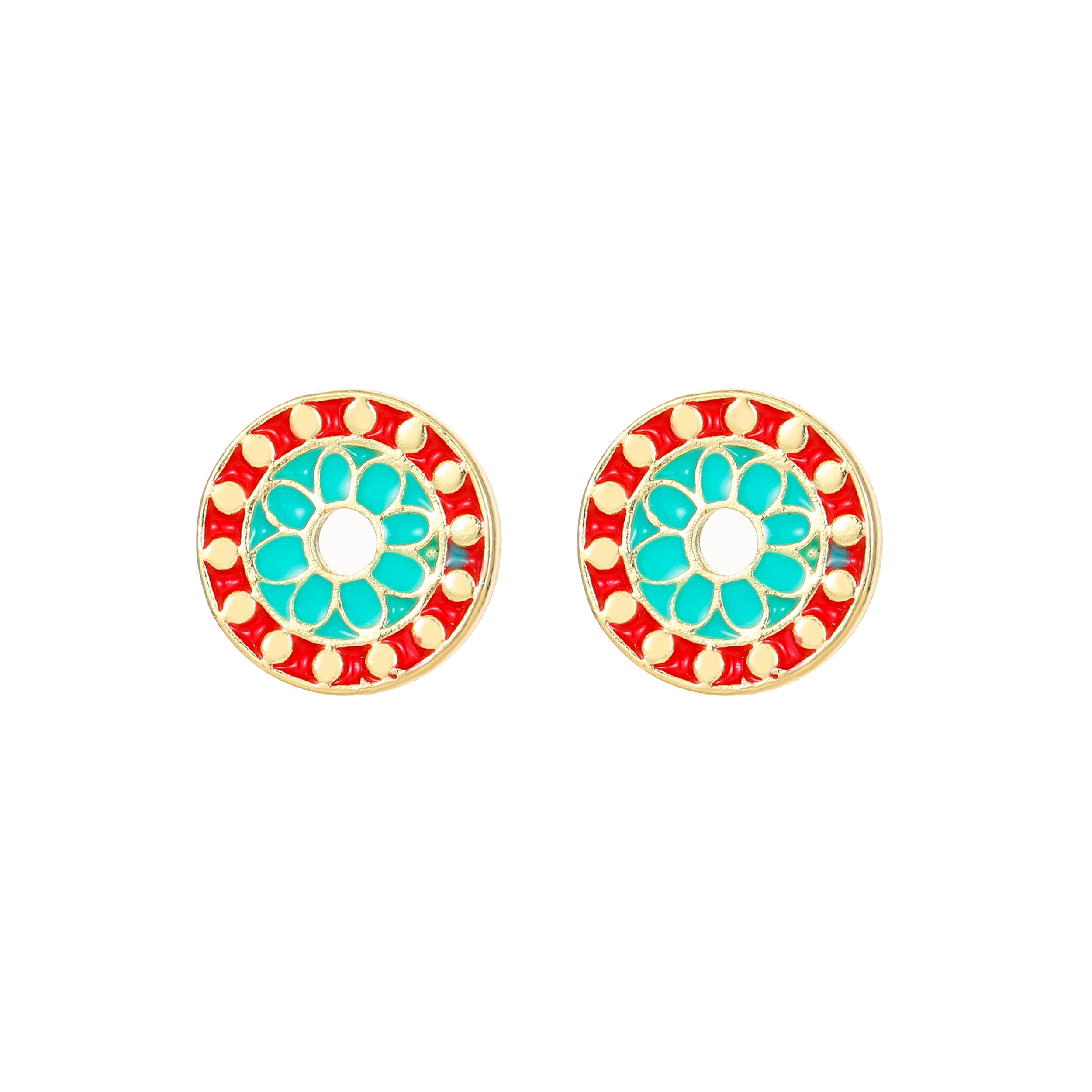 YUHE Chinese Style Color Enamel Round Stud Earrings