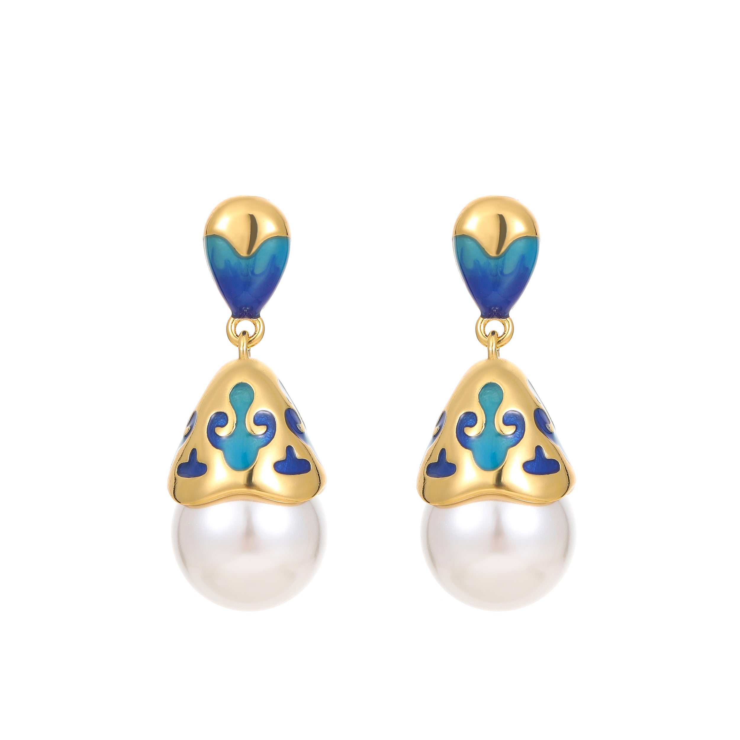 YUHE Baroque Pearl Enamel Drop Earrings