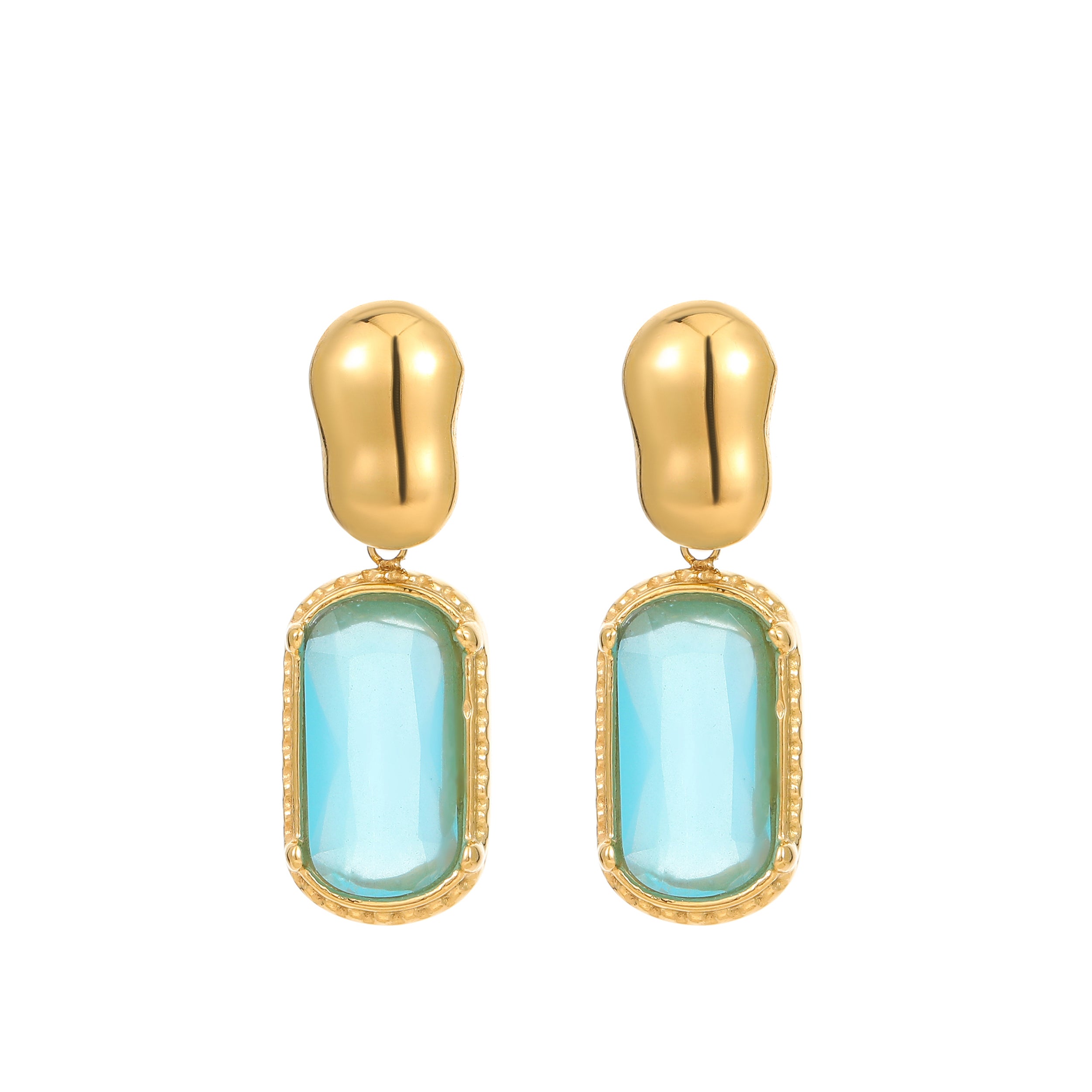 YUHE INS Style Blue Zircon Stud Earrings with Square Setting