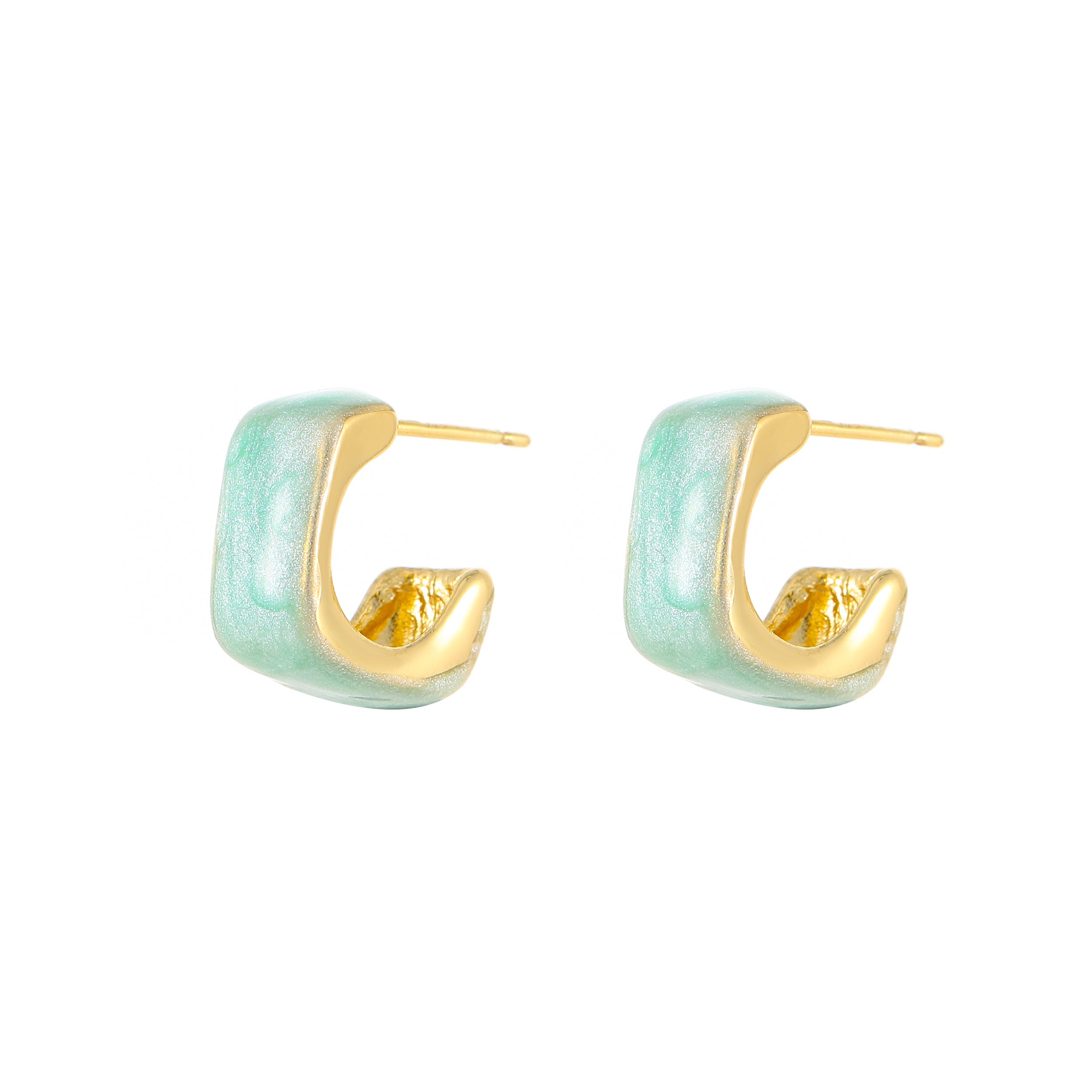 Mint Green Glazed Square Stud Earrings | Summer Style