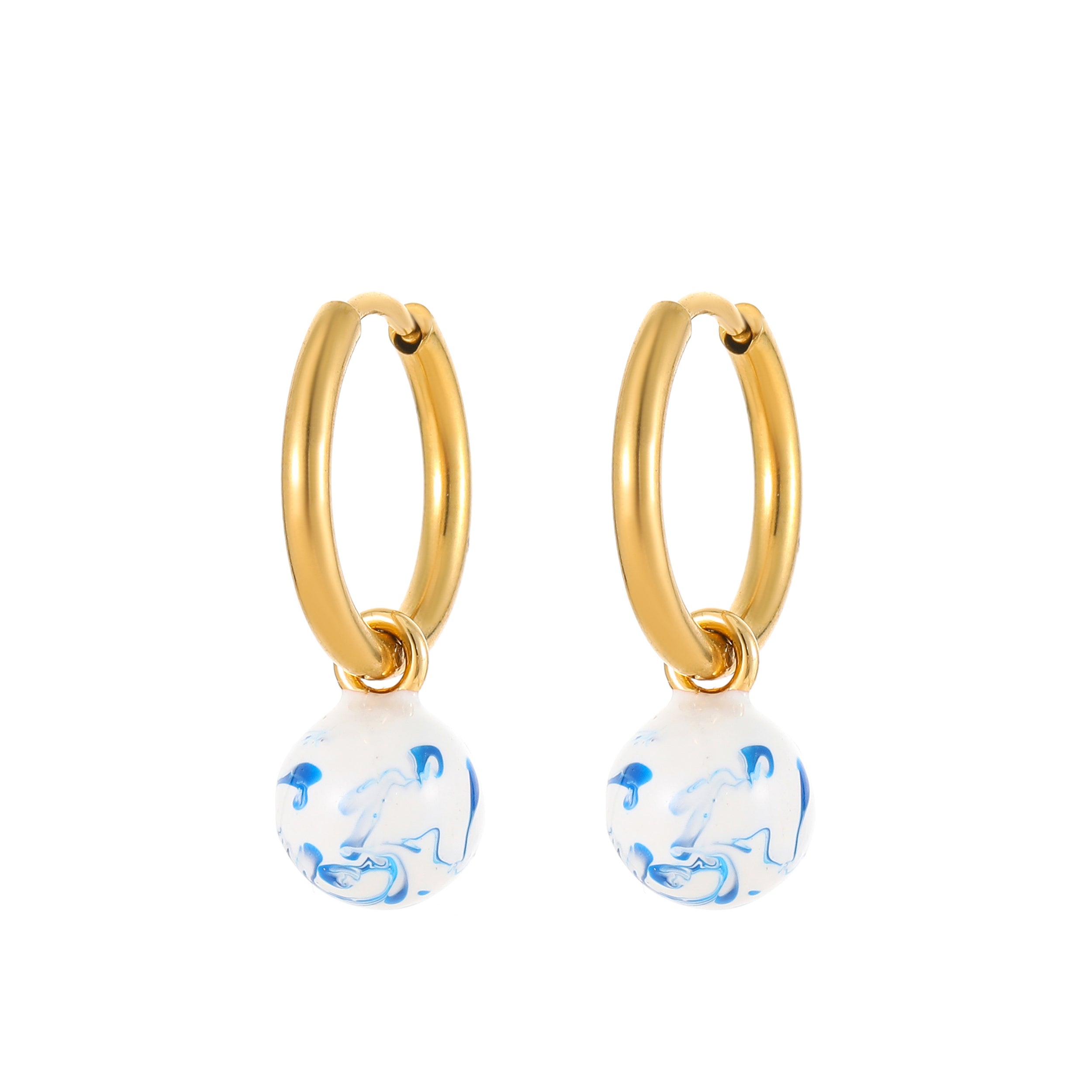 YUHE Ethnic Blue-and-White Porcelain Enamel Earrings