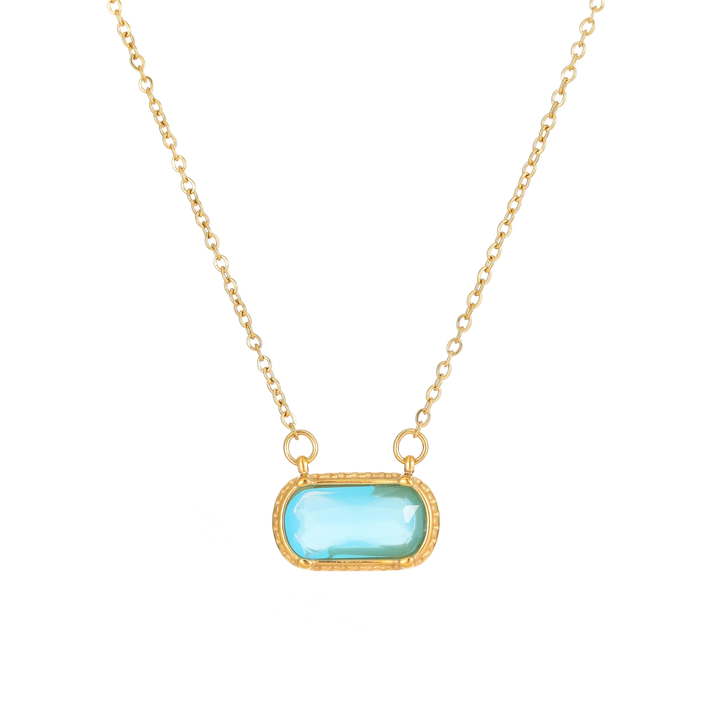 YUHE Oval Colorful Zircon Pendant Necklace | INS Style