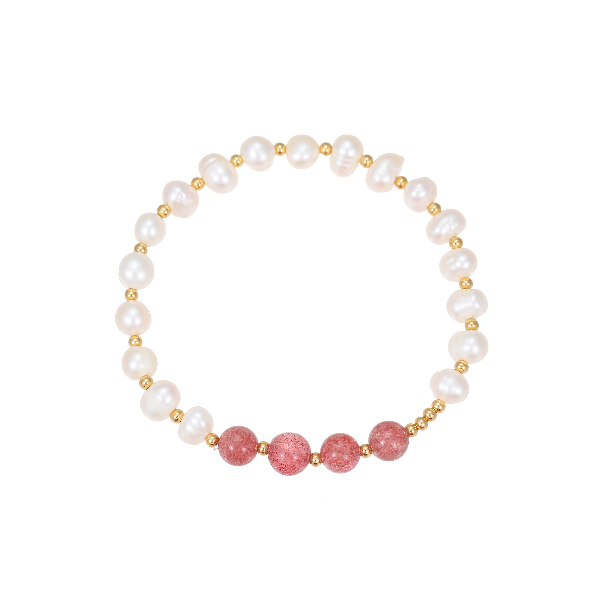 YUHE Baroque Pearl & Strawberry Quartz Elegant Bracelet