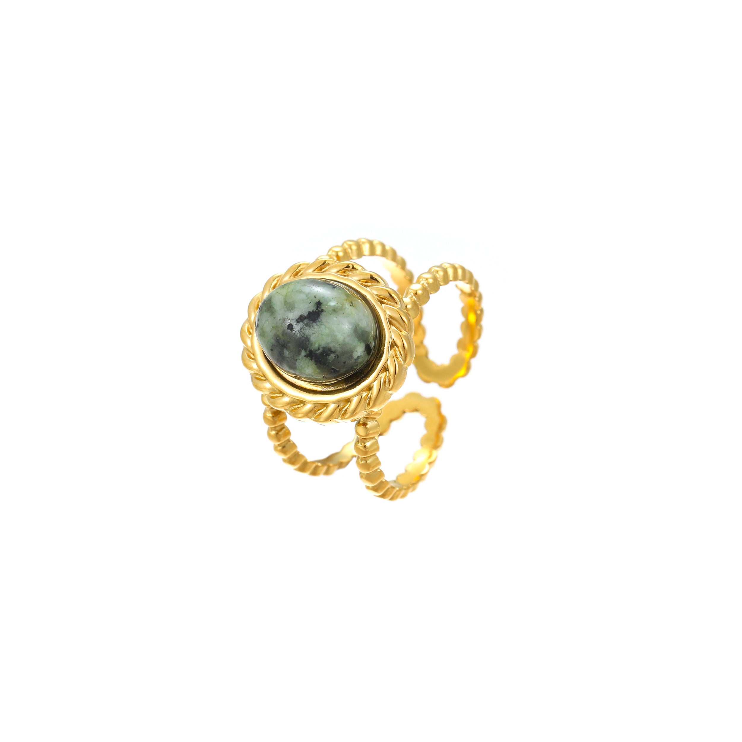 YUHE Vintage Braided Open Ring with African Turquoise Stone