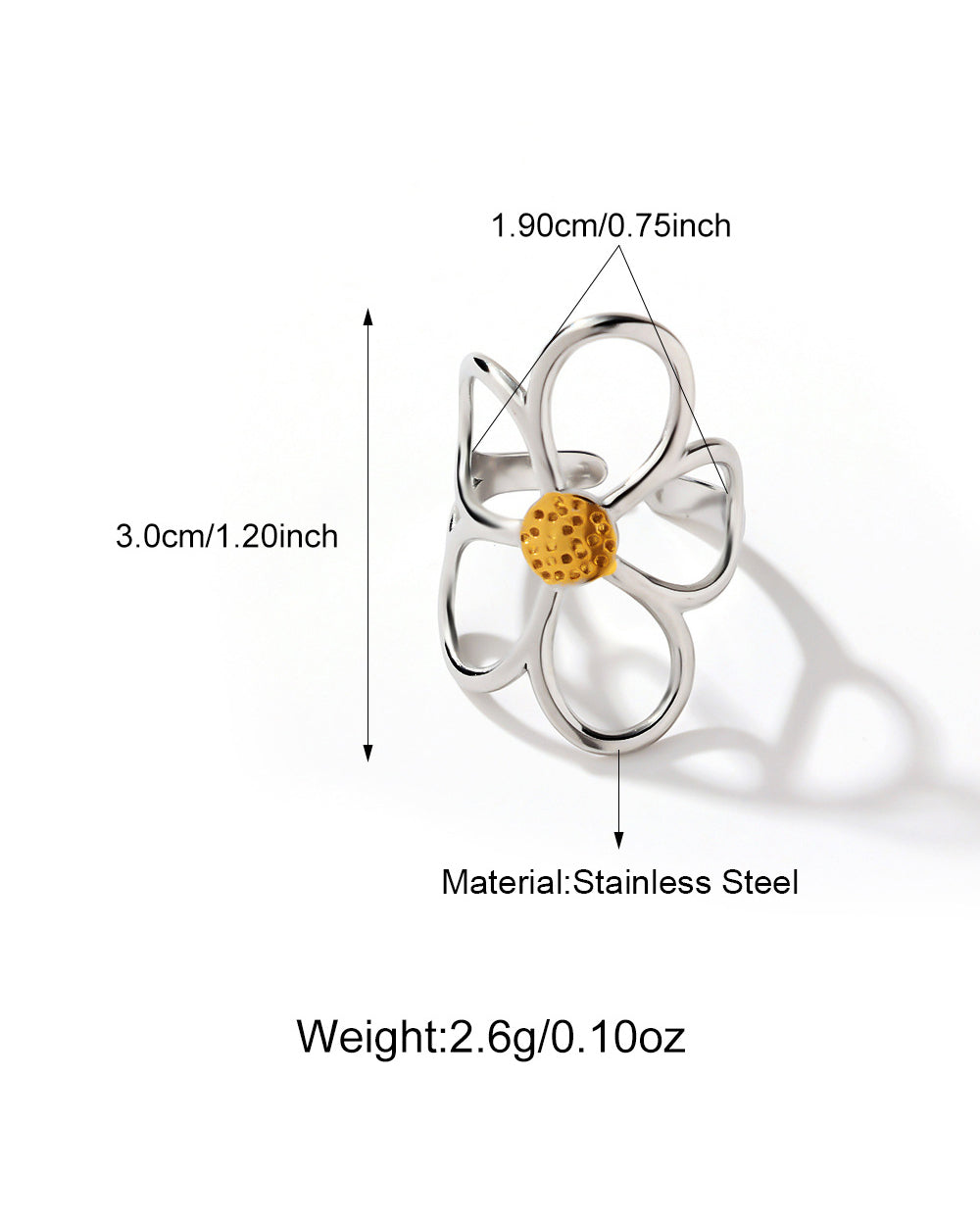 Wild Daisy flower Open Ring