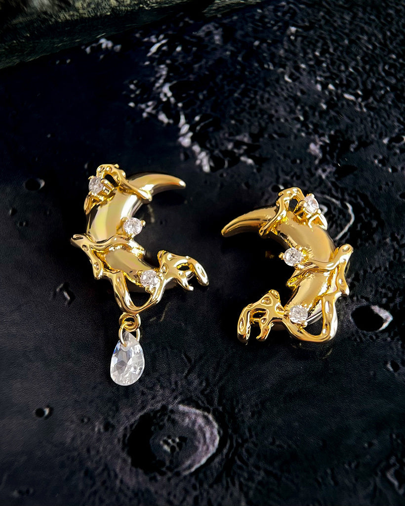 Moon Sparkle Stud Earrings