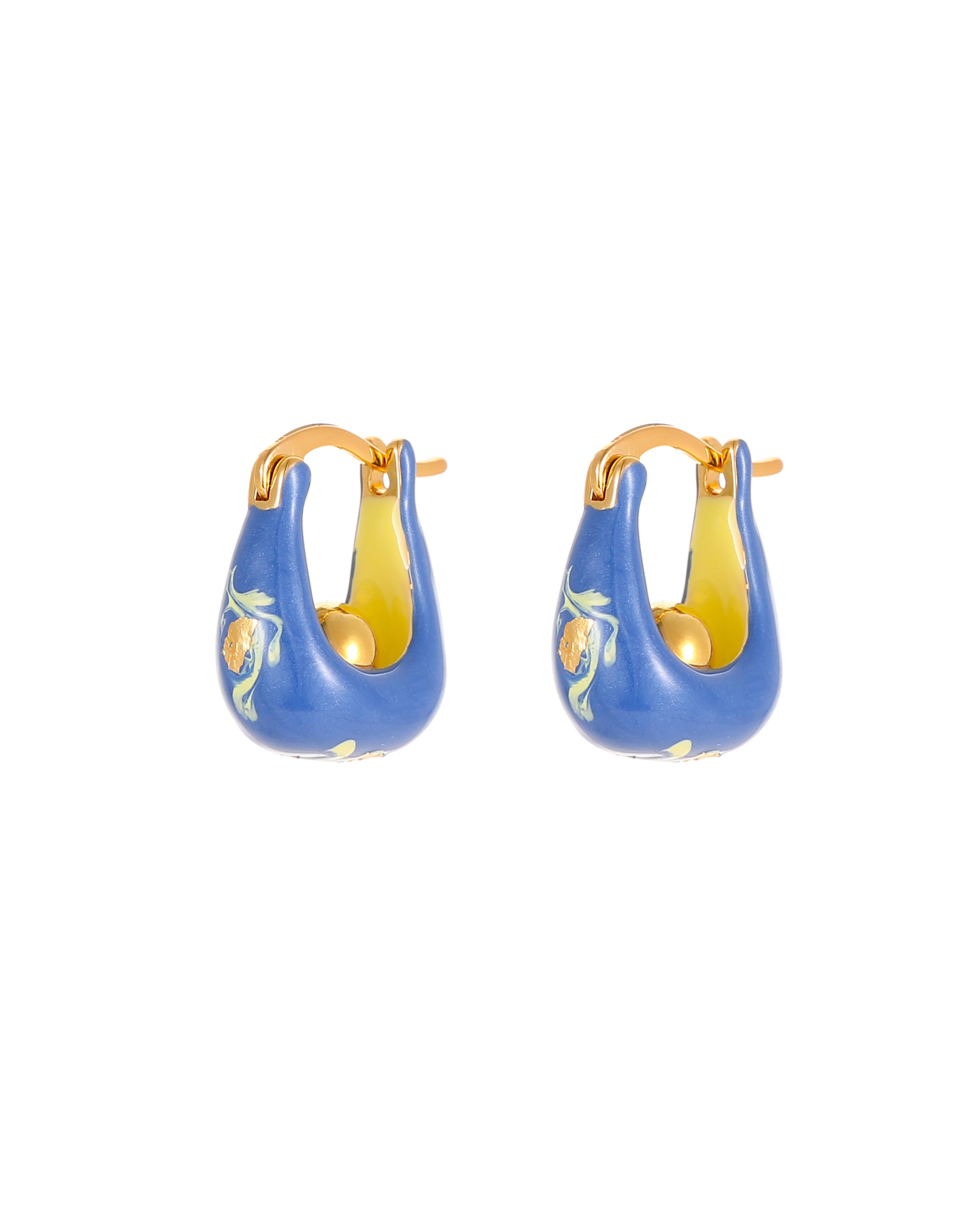 Ink Style Enamel Hoops Earrings
