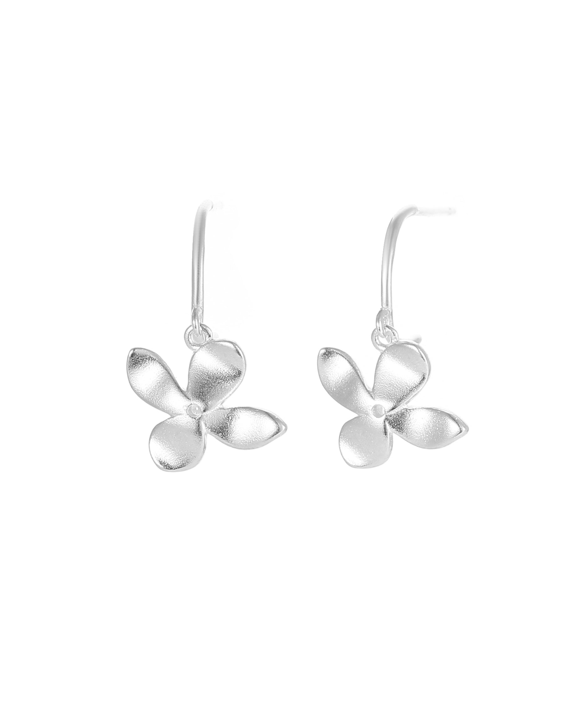 Brushed Flower Drop Earrings