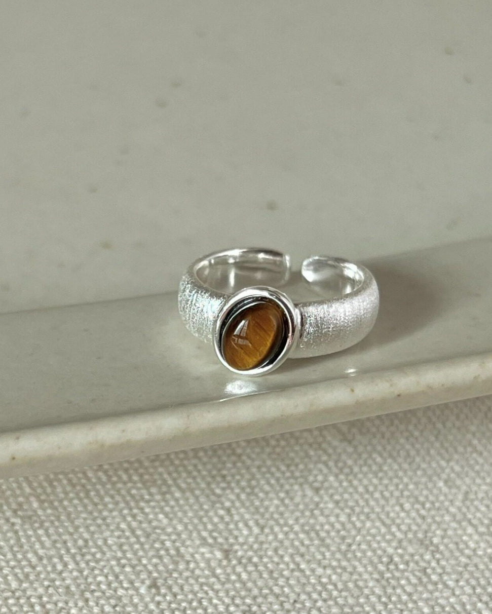 Tiger's Eye Matte Open Ring
