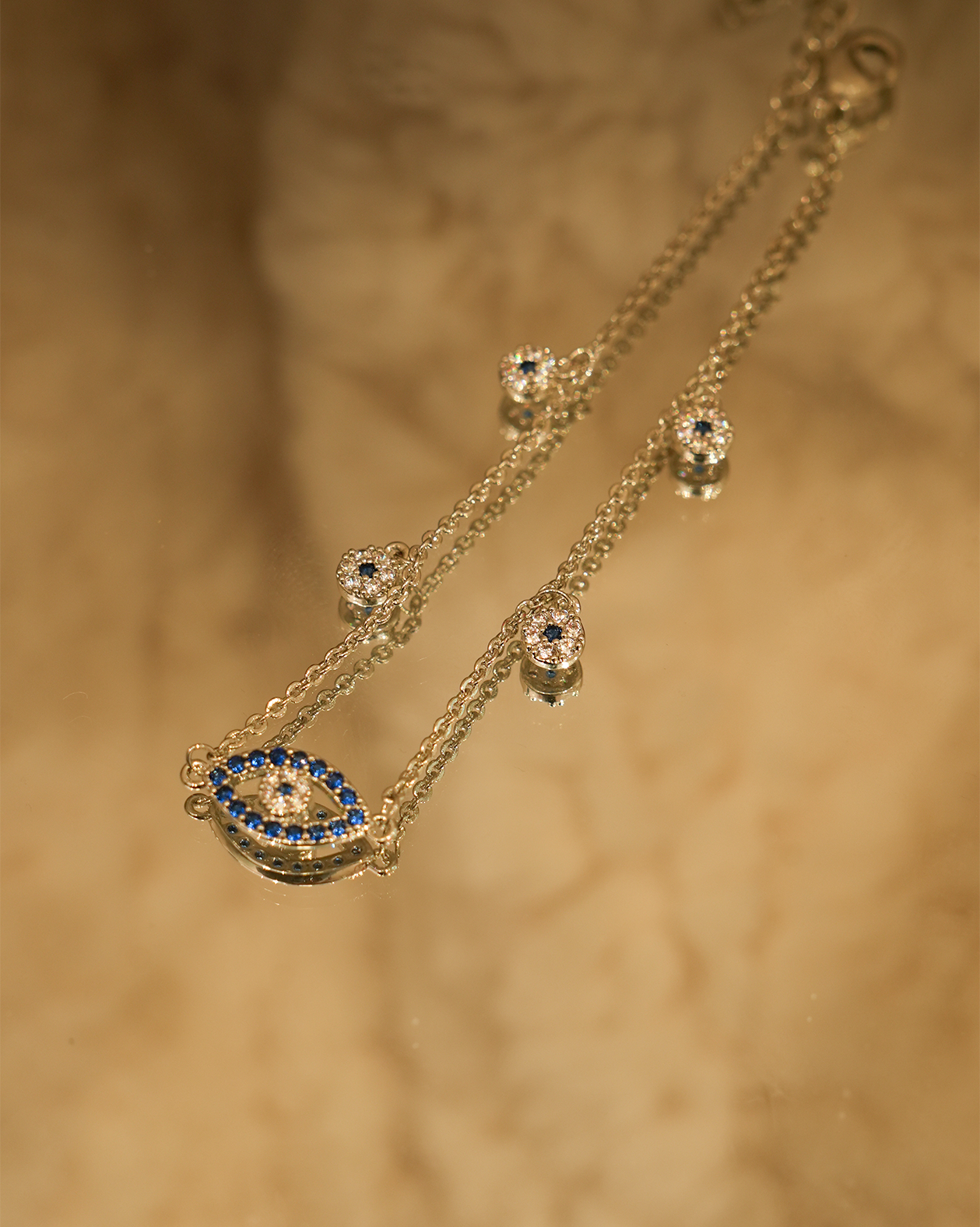 Dainty Blue Evil Eye Charm Bracelet