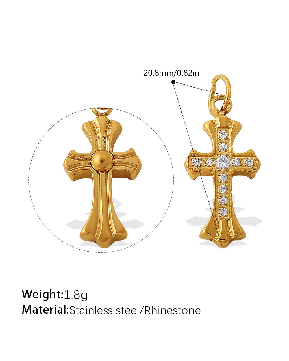 Gothic Zircon Cross Pendant