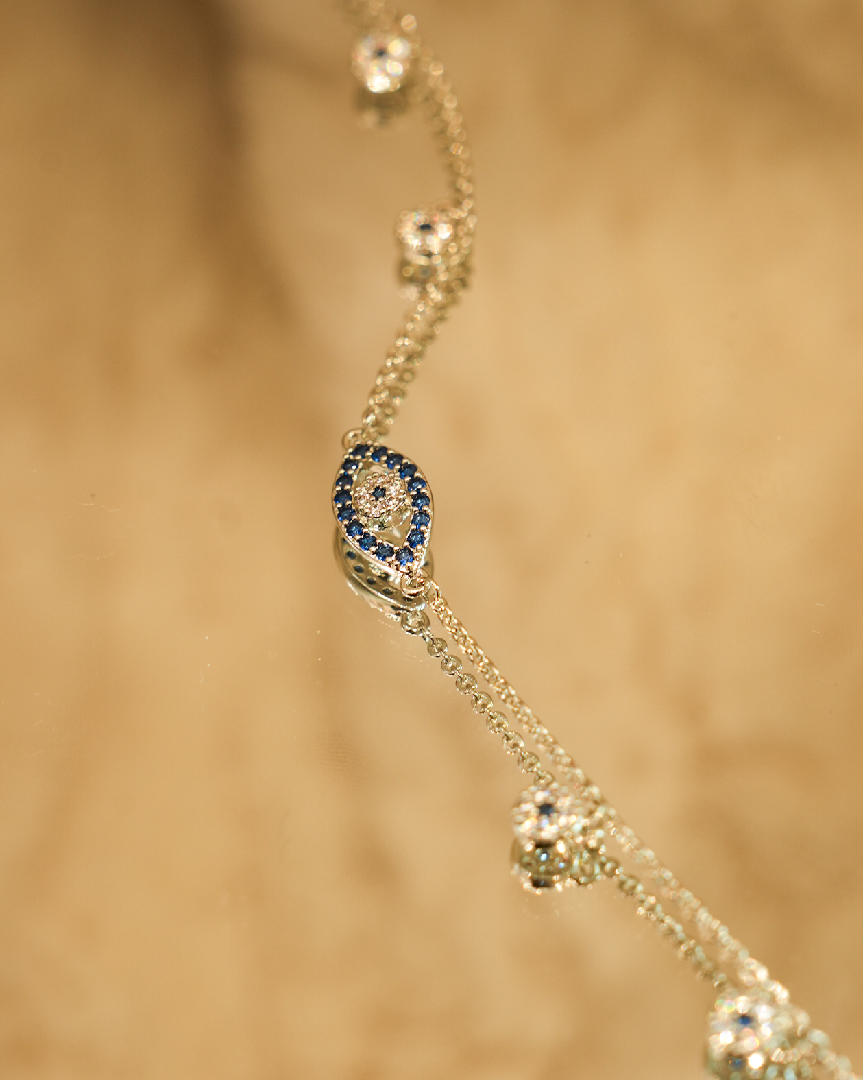 Dainty Blue Evil Eye Charm Bracelet