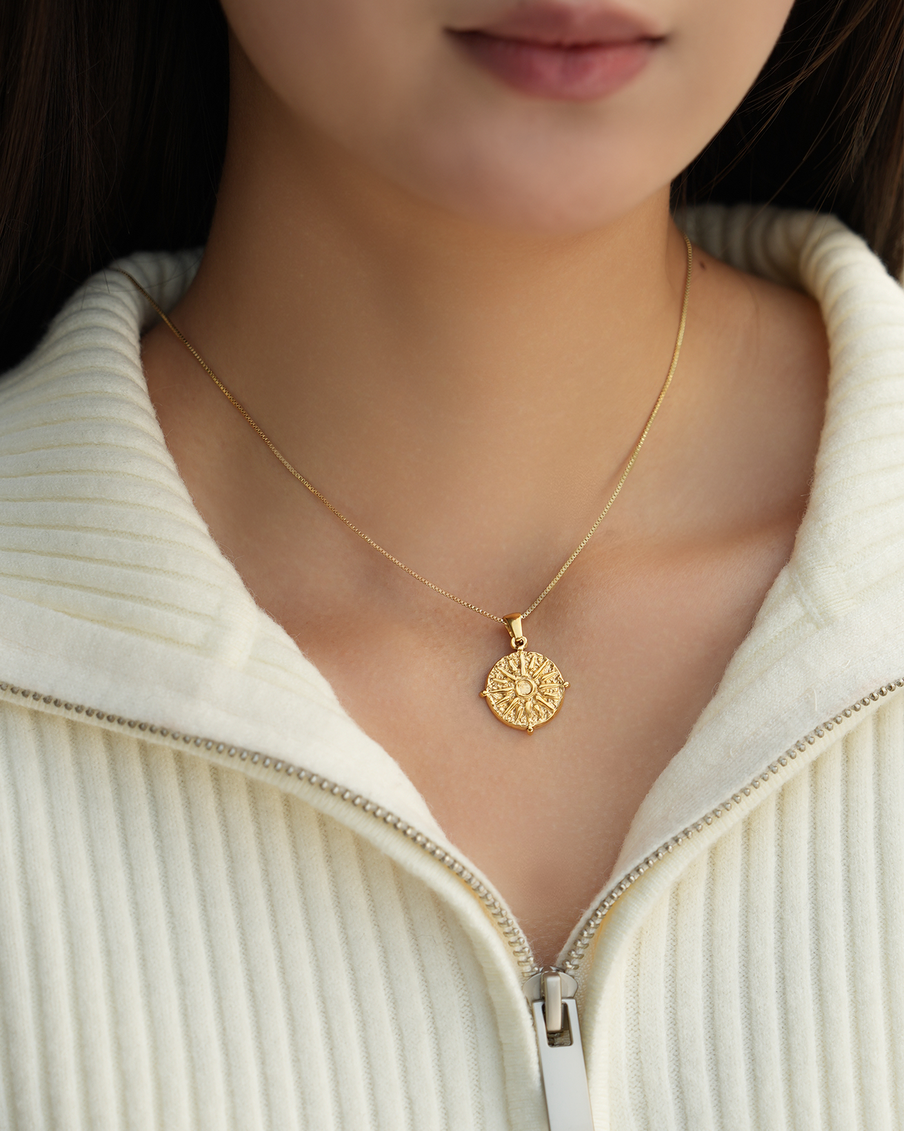 Organic Hammered Sunburst Pendant