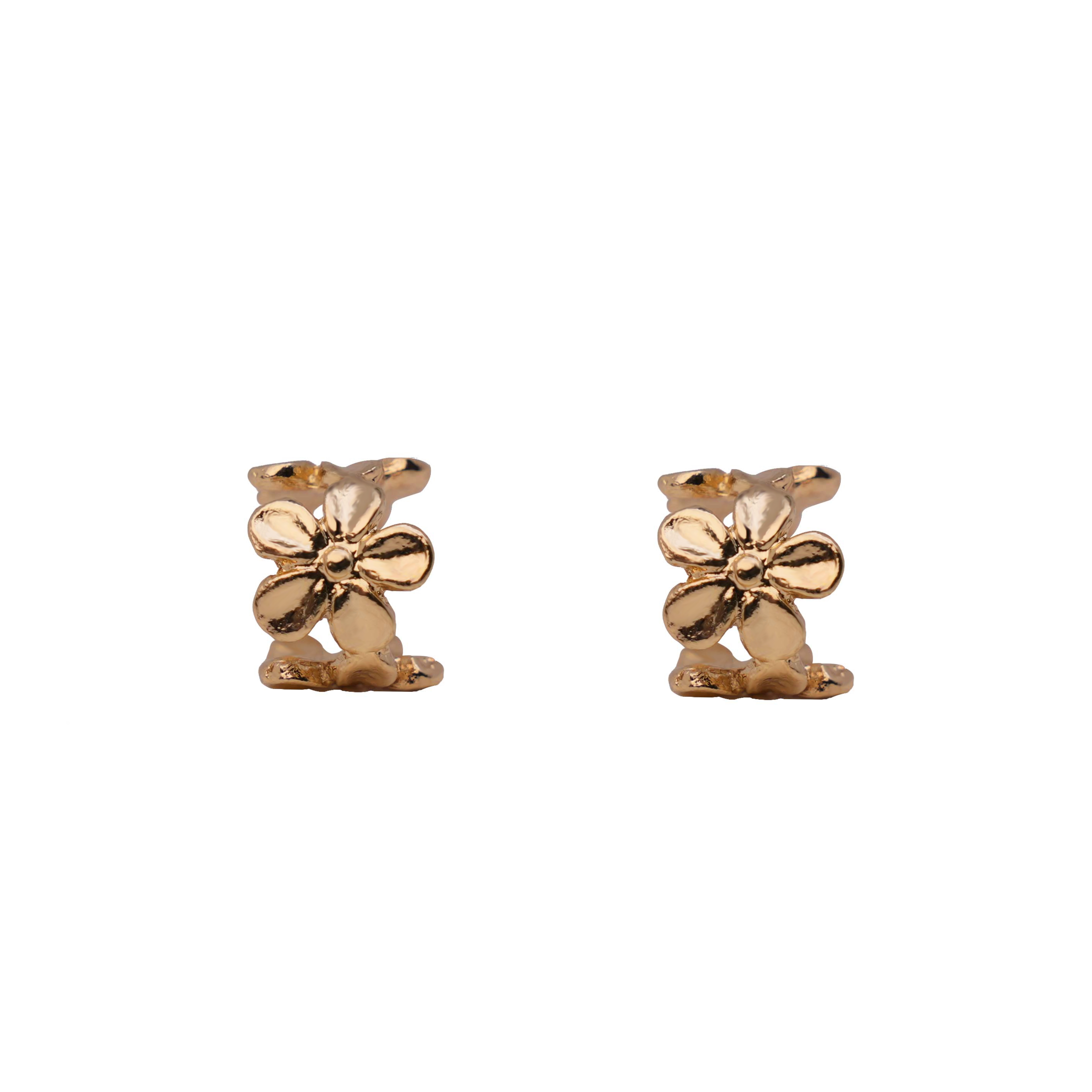 Niche Simple Golden Flower Earclip Holiday Style Earrings Autumn Earrings