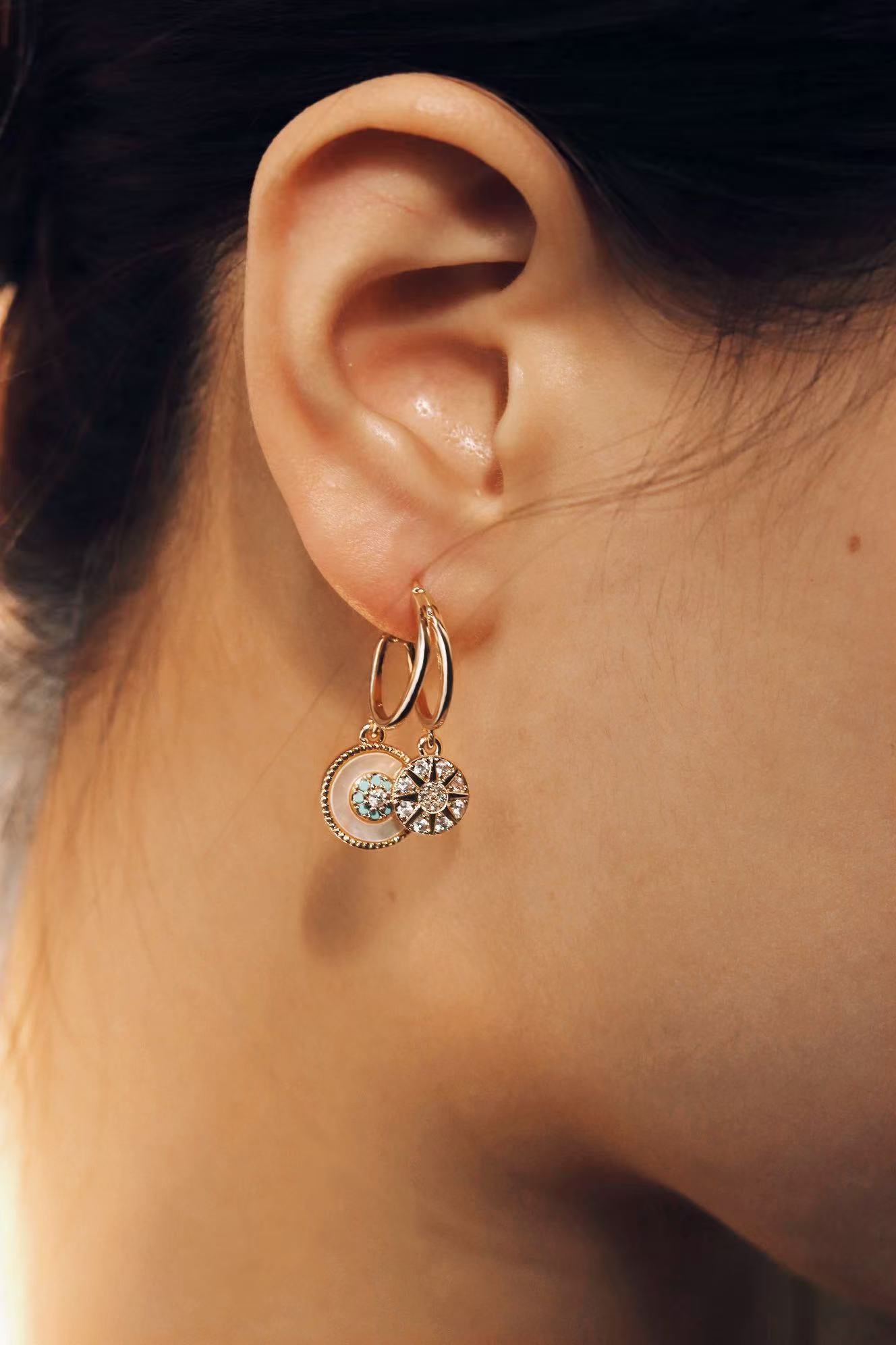 The Daughter of the Sea Zircon Eight-pointed Star Shell Earrings Women's Earrings Simple Gold Earrings