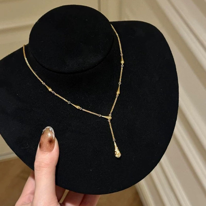 YUHE Gold Drop Pendant Collar Necklace with Zircon