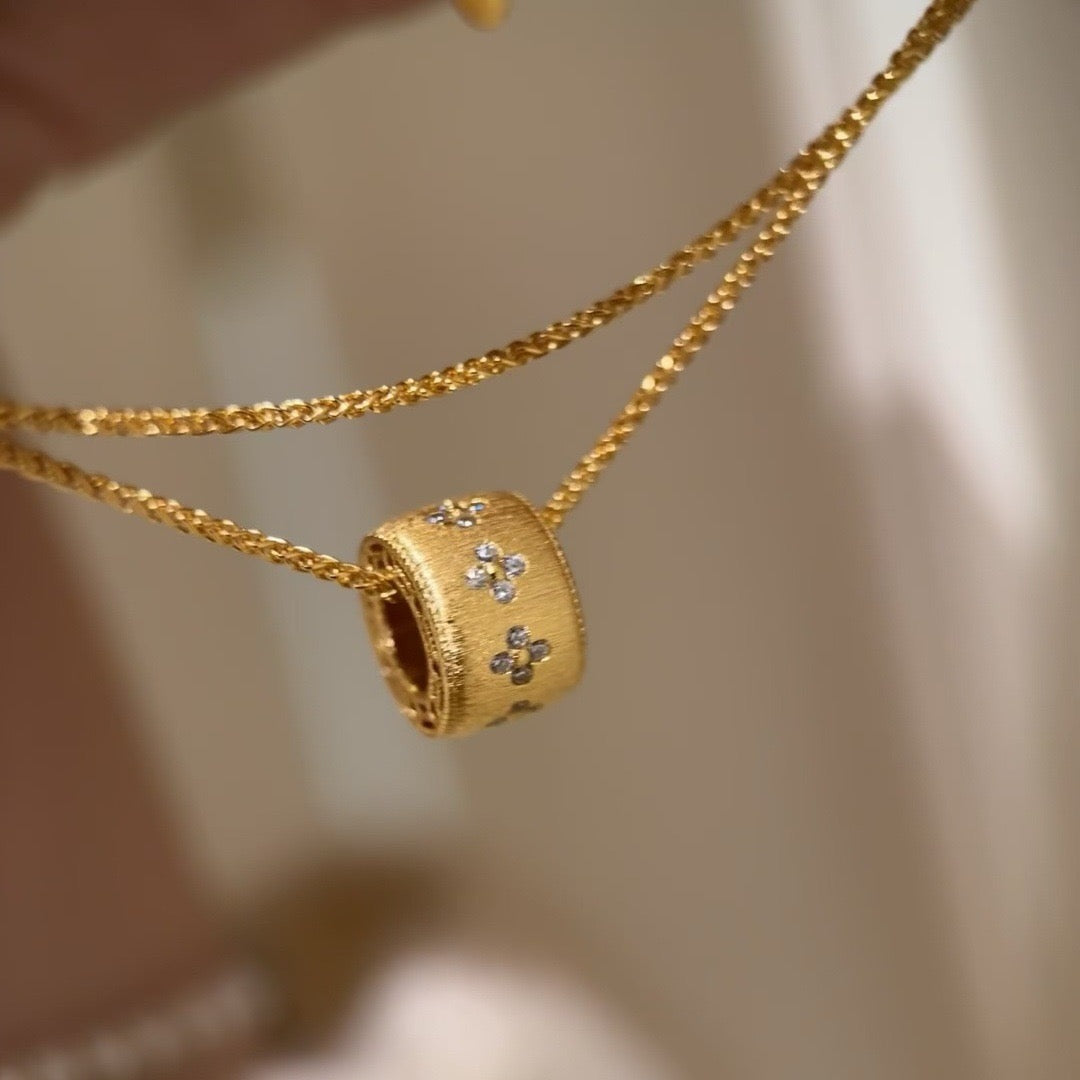 YUHE Gold Clover Lucky Bead Zircon Necklace
