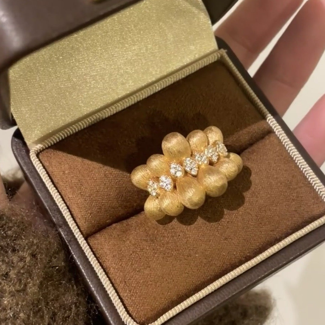 YUHE French Vintage Coffee Bean Ring with Zircon