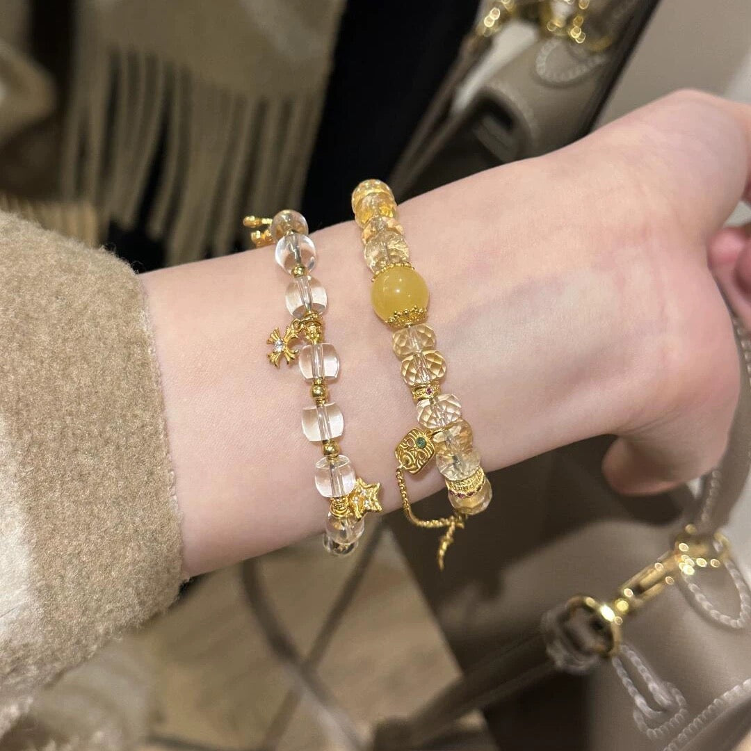 YUHE White Crystal Bead Bracelet | Real Crystal Bracelet for Purity and Elegance